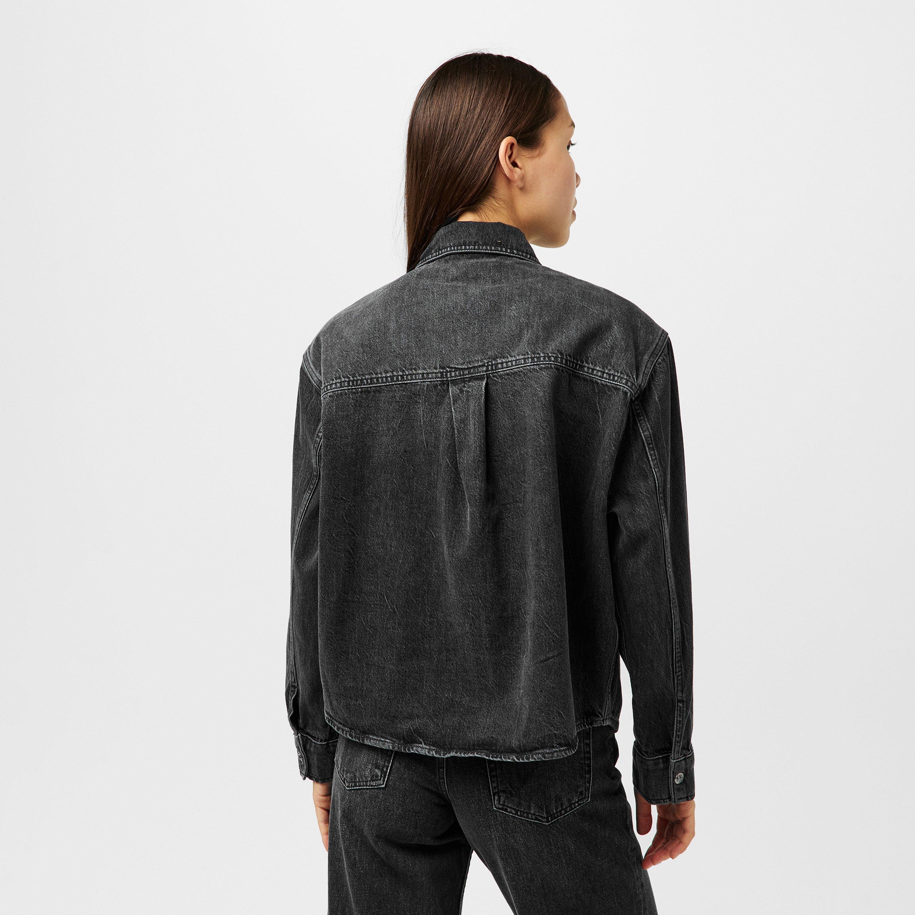 WASHED BLACK - Anine Bing - Women's Paxton Structured Button Closure Denim Jacket - 4