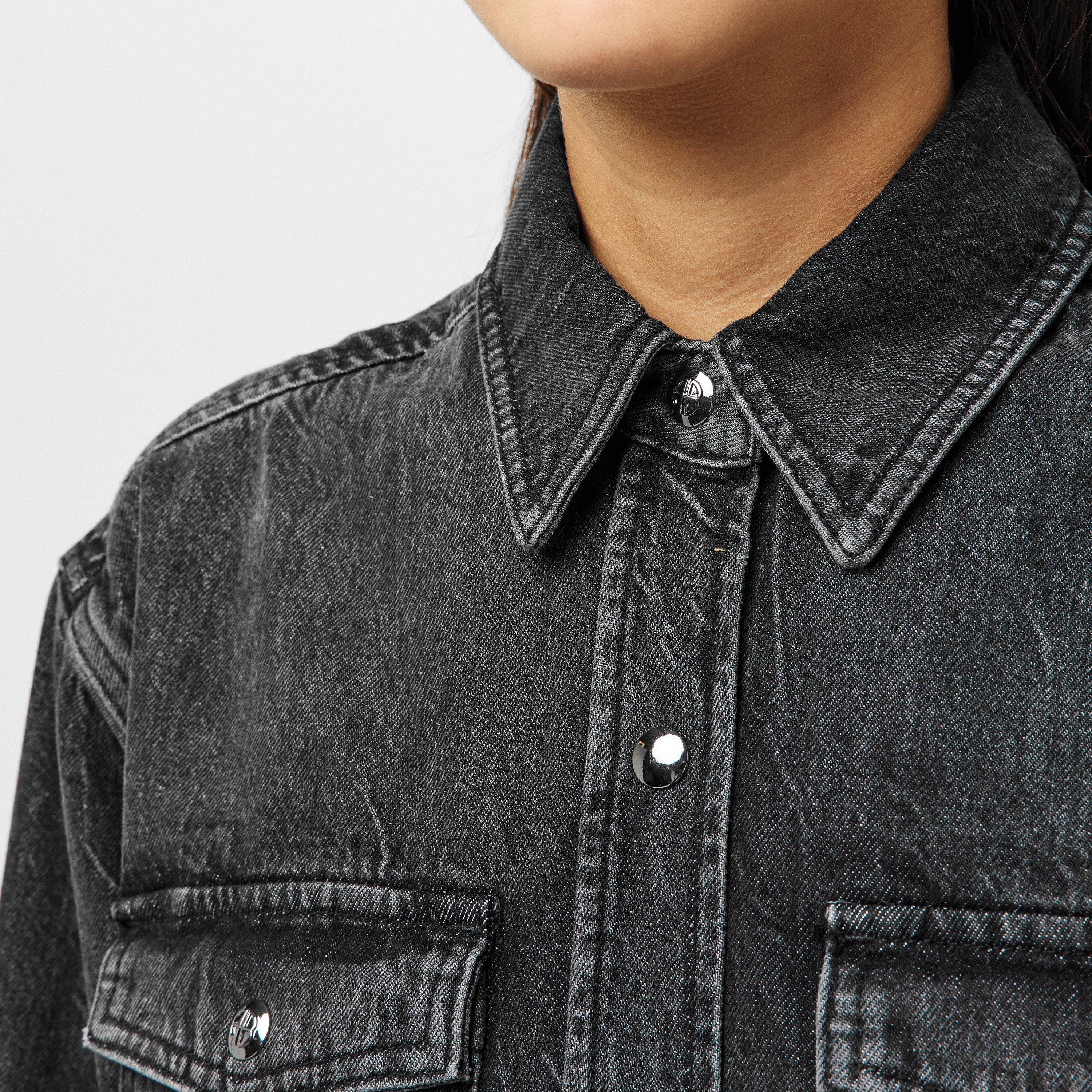 WASHED BLACK - Anine Bing - Women's Paxton Structured Button Closure Denim Jacket - 5