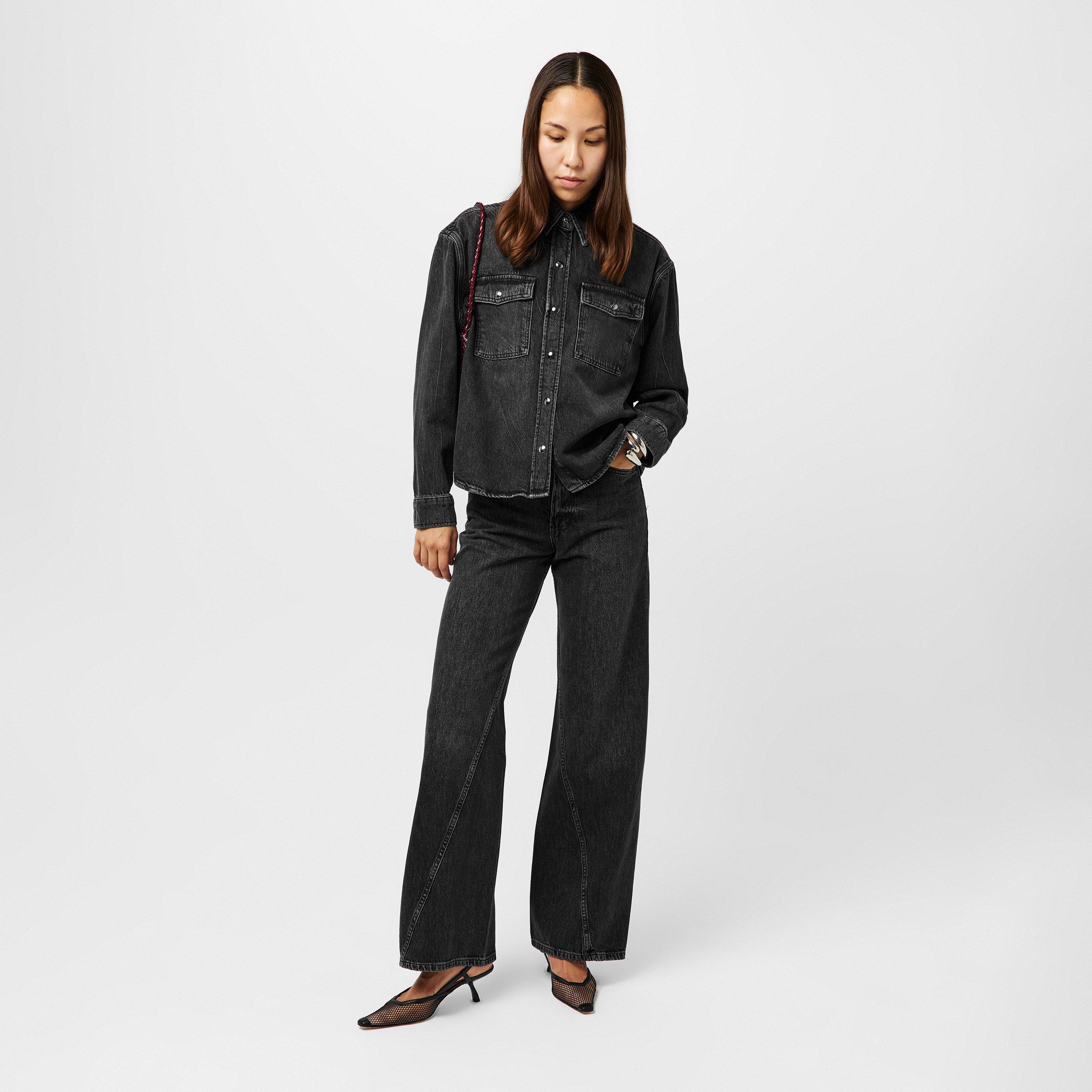 WASHED BLACK - Anine Bing - Women's Paxton Structured Button Closure Denim Jacket - 6