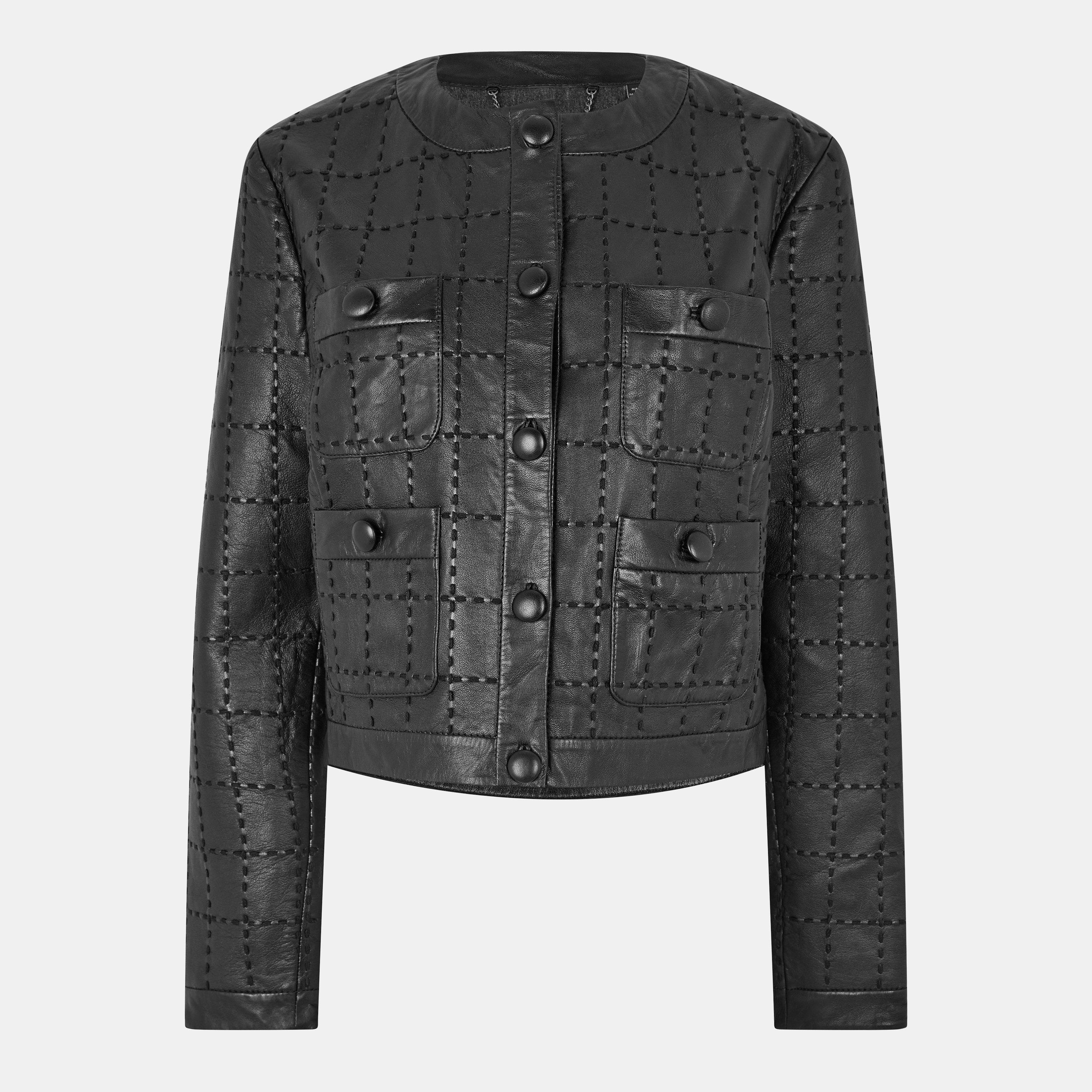 Black - Ted Baker - Women's Structured Leather Jacket - 1