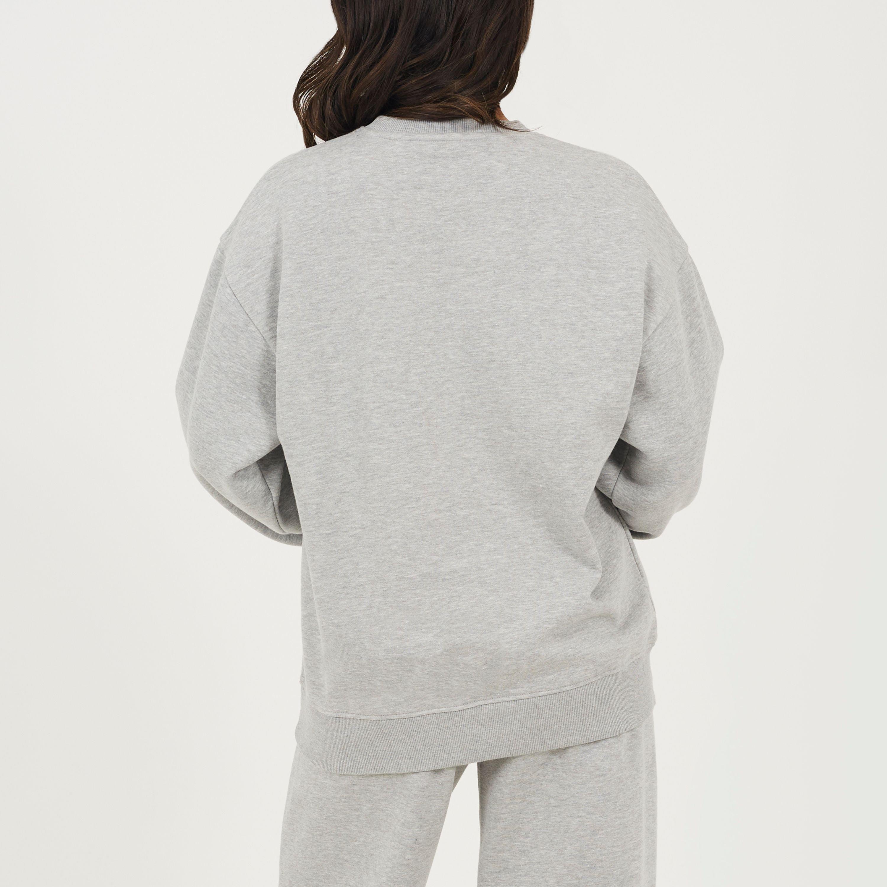 Grey Marl/Red - Brave Soul - BS Womens Crew Neck Sweatshirt with New York Embroidery. - 2