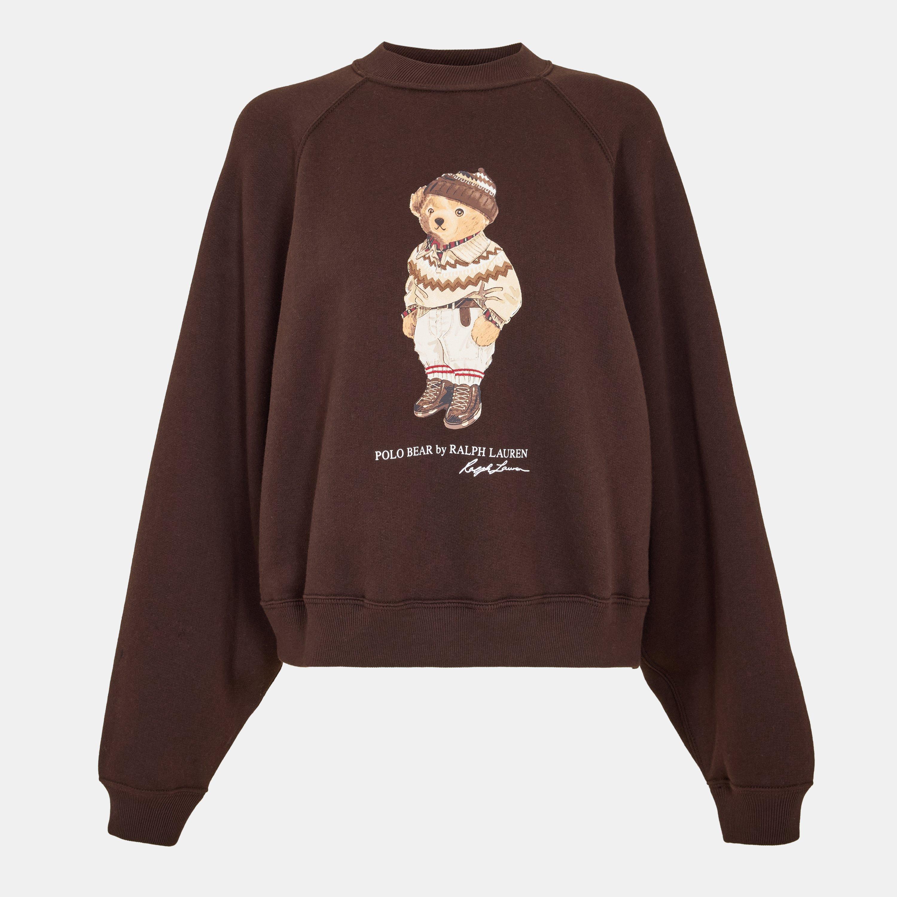 CIRCUIT BROWN - Polo Ralph Lauren - Women's Bear Crew Sweatshirt - 1