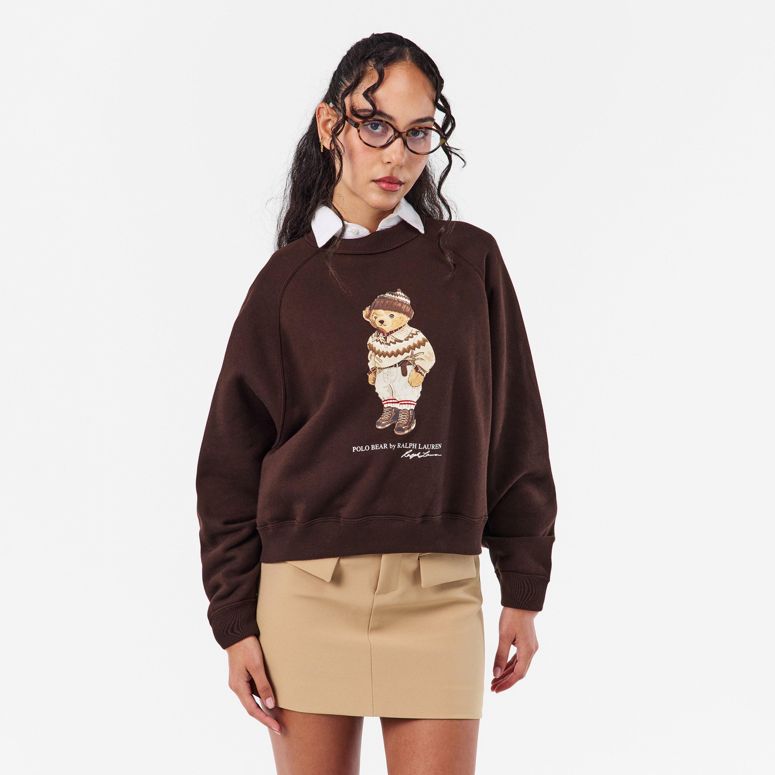 CIRCUIT BROWN - Polo Ralph Lauren - Women's Bear Crew Sweatshirt - 3