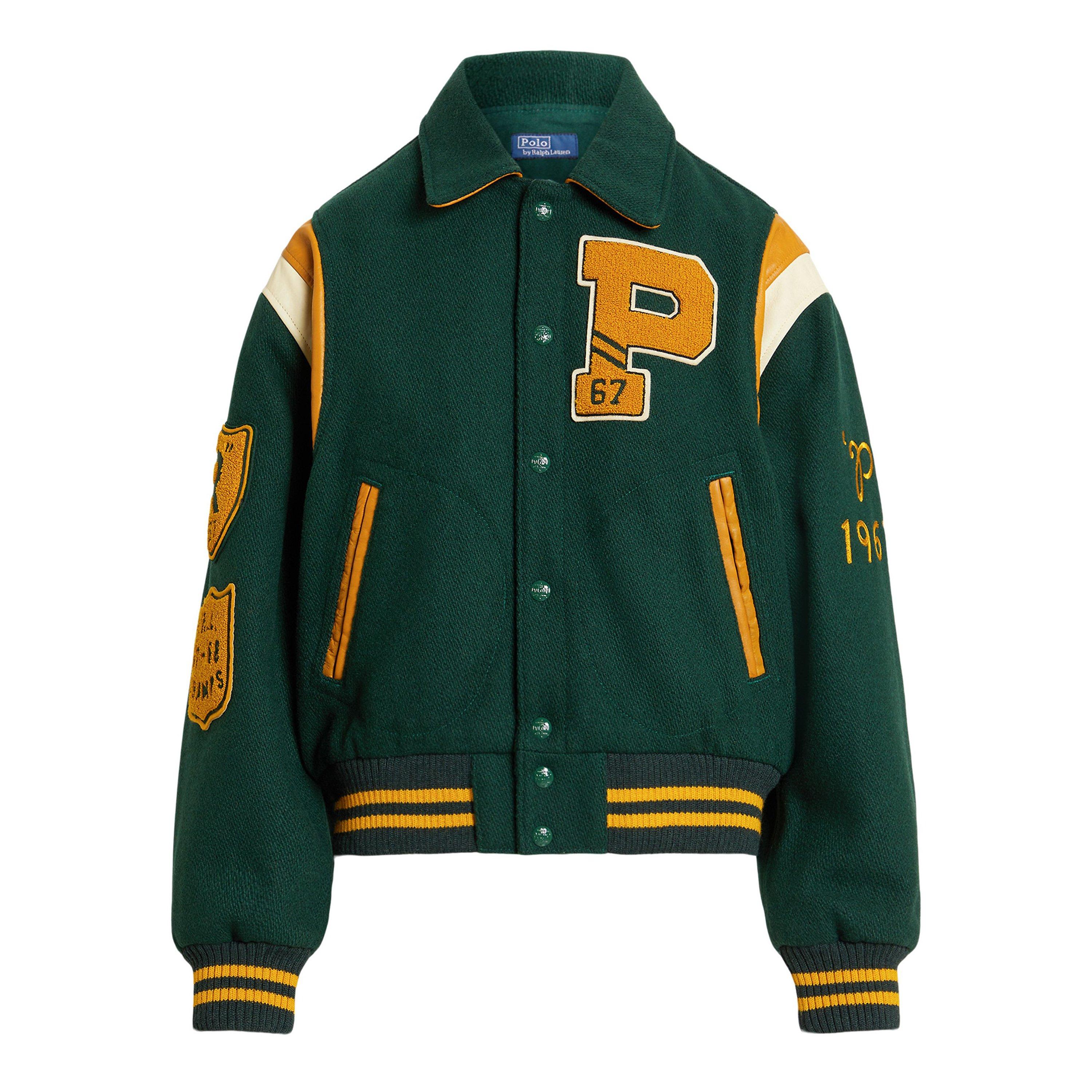 Dark Green - Polo Ralph Lauren - Women's Letterman Bomber Jacket - 1