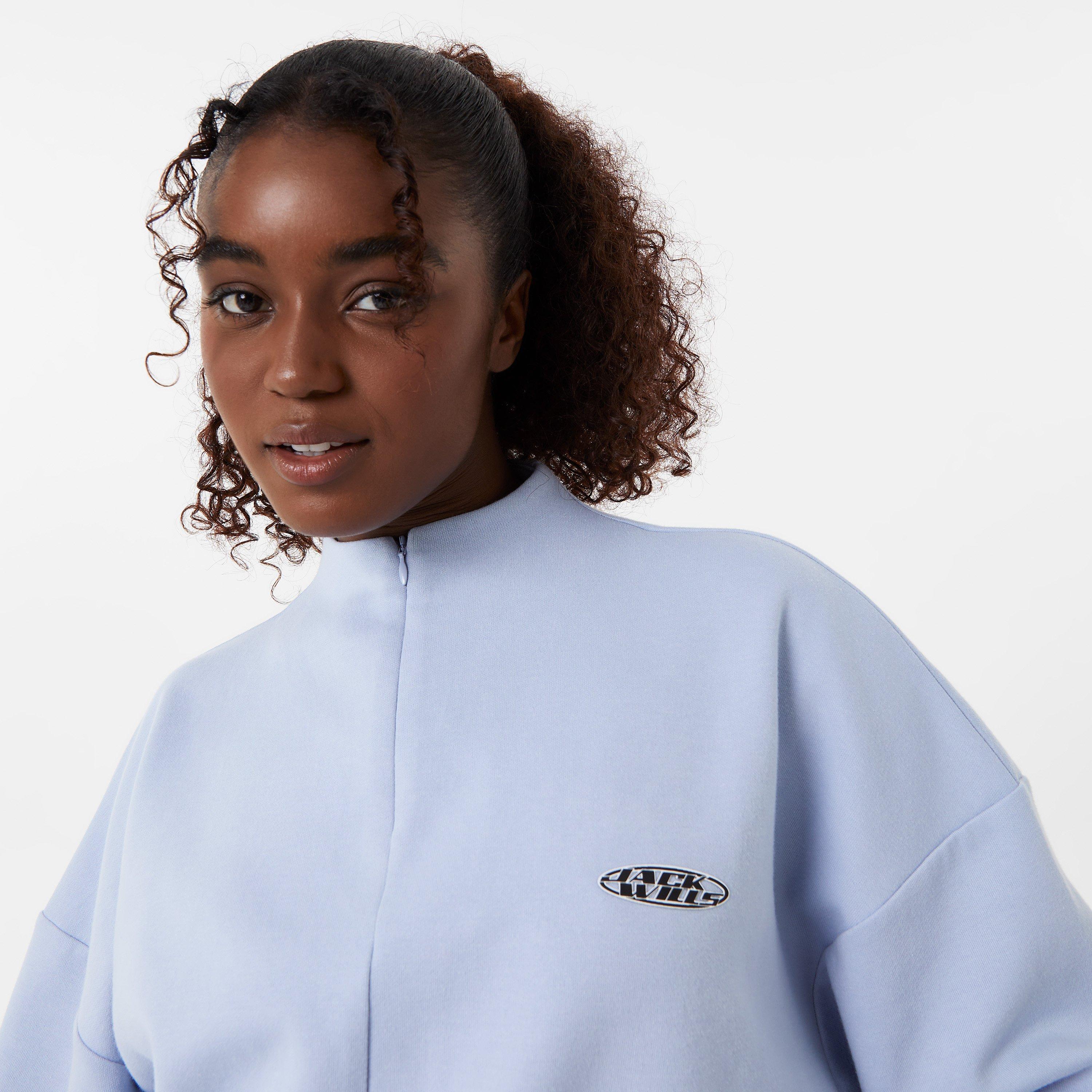 Soft Blue - Jack Wills - Zip Through Funnel Sweat - 3