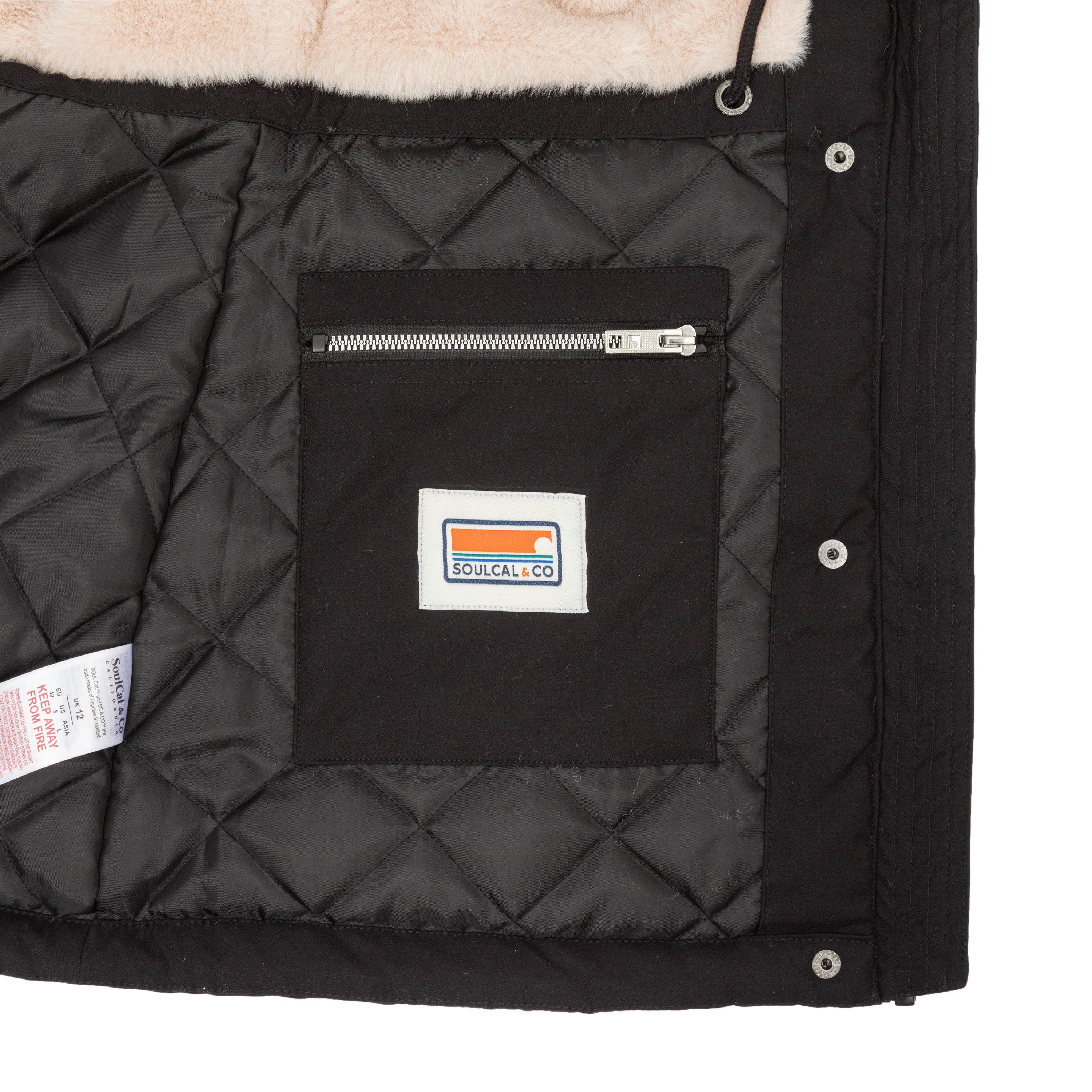 Nero - SoulCal - Soul Classic Fleece Lined Hooded Long Sleeve Mid-Length Parka - 8