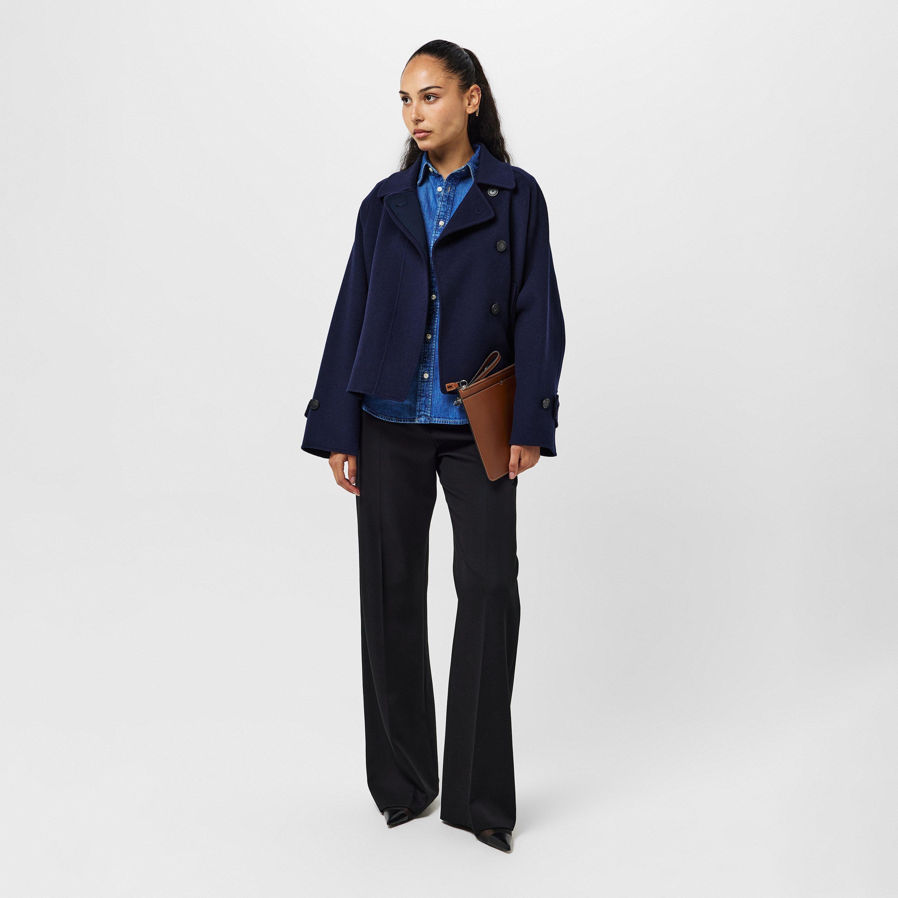 Blu - Weekend Max Mara - Women's Carella Wool Long Sleeve Boxy Fit Pea Coat - 6