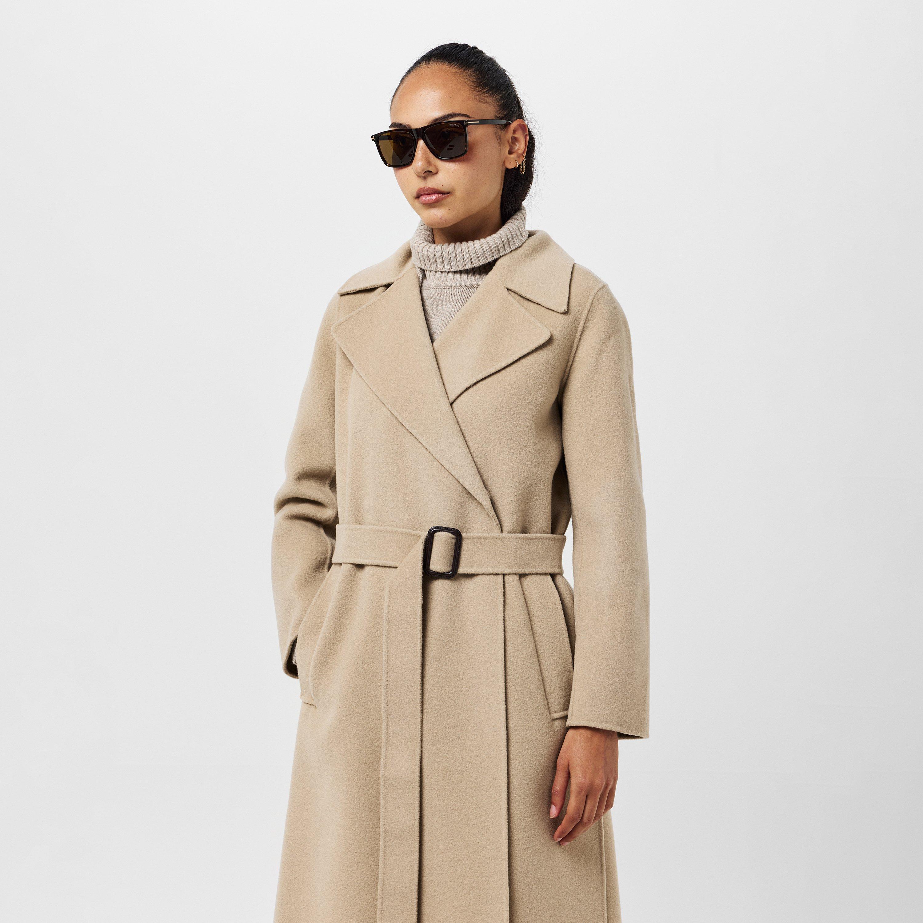 Beige - Weekend Max Mara - Women's Manu Wool Long Sleeve Longline Overcoat - 3