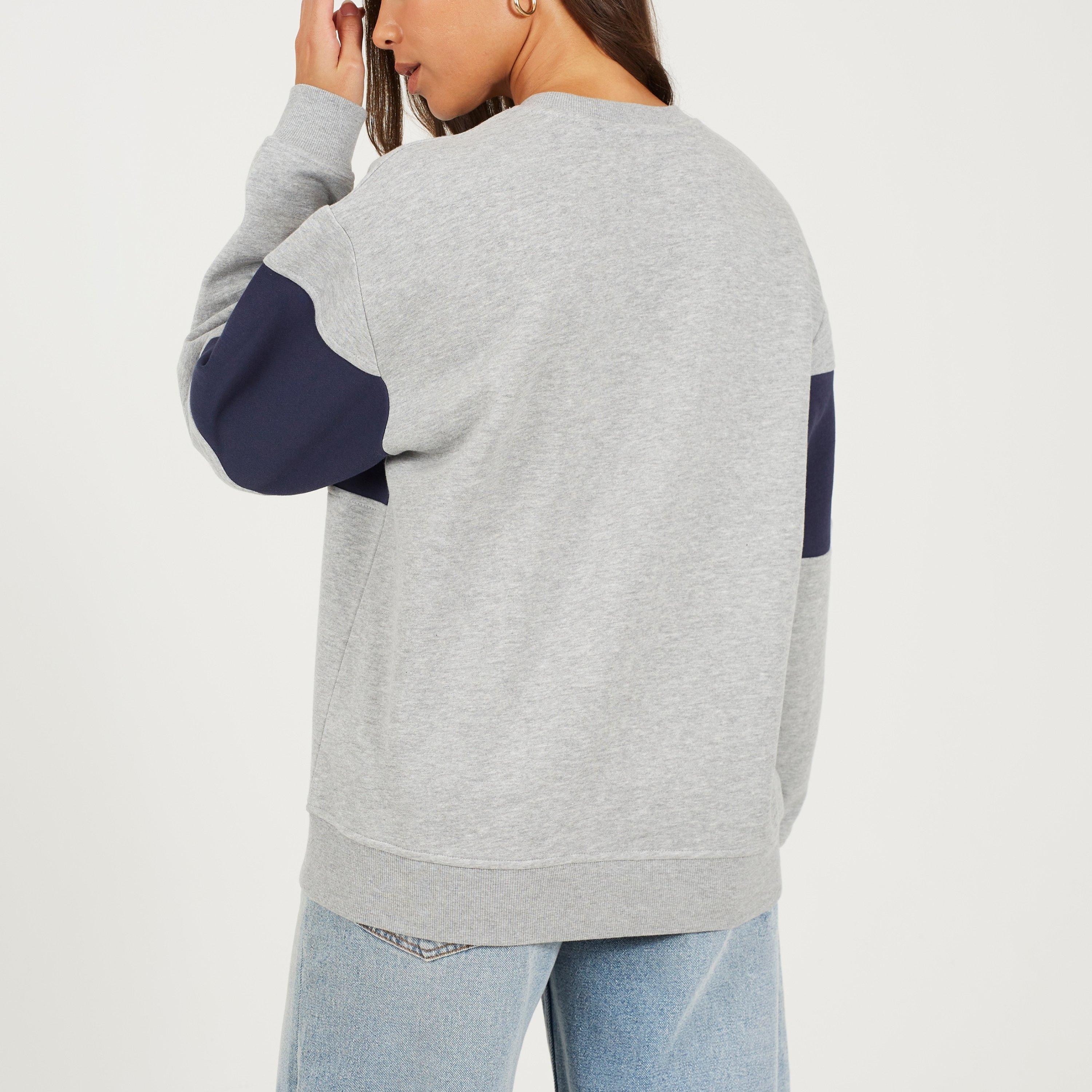 Siva mrlja/mornarsko plava - Brave Soul - Brave Soul Ladies Crew Neck Sweatshirt with California Embroidery - 2