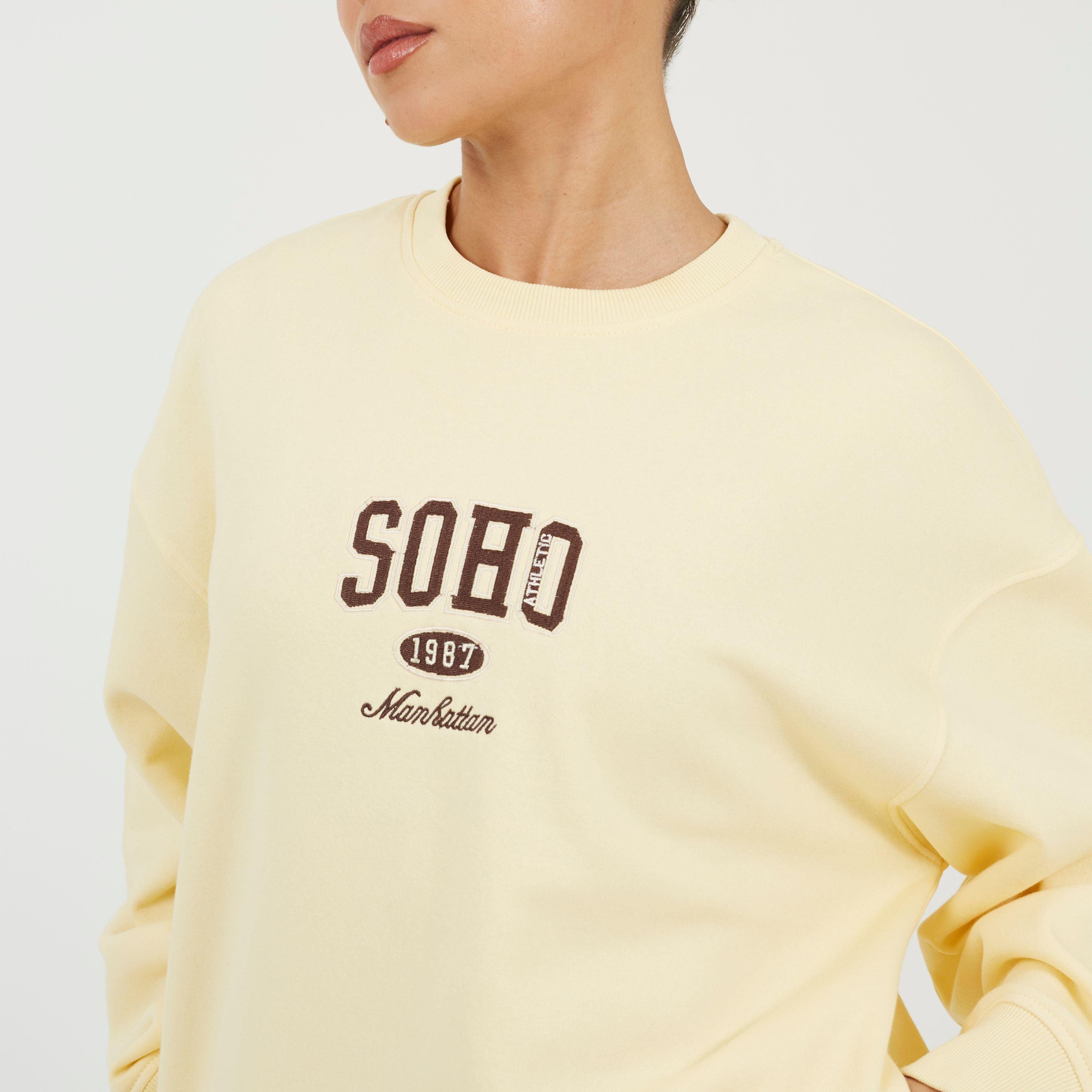 Yellow - Brave Soul - BS Womens Crew Neck Sweatshirt with Soho Chest print - 3