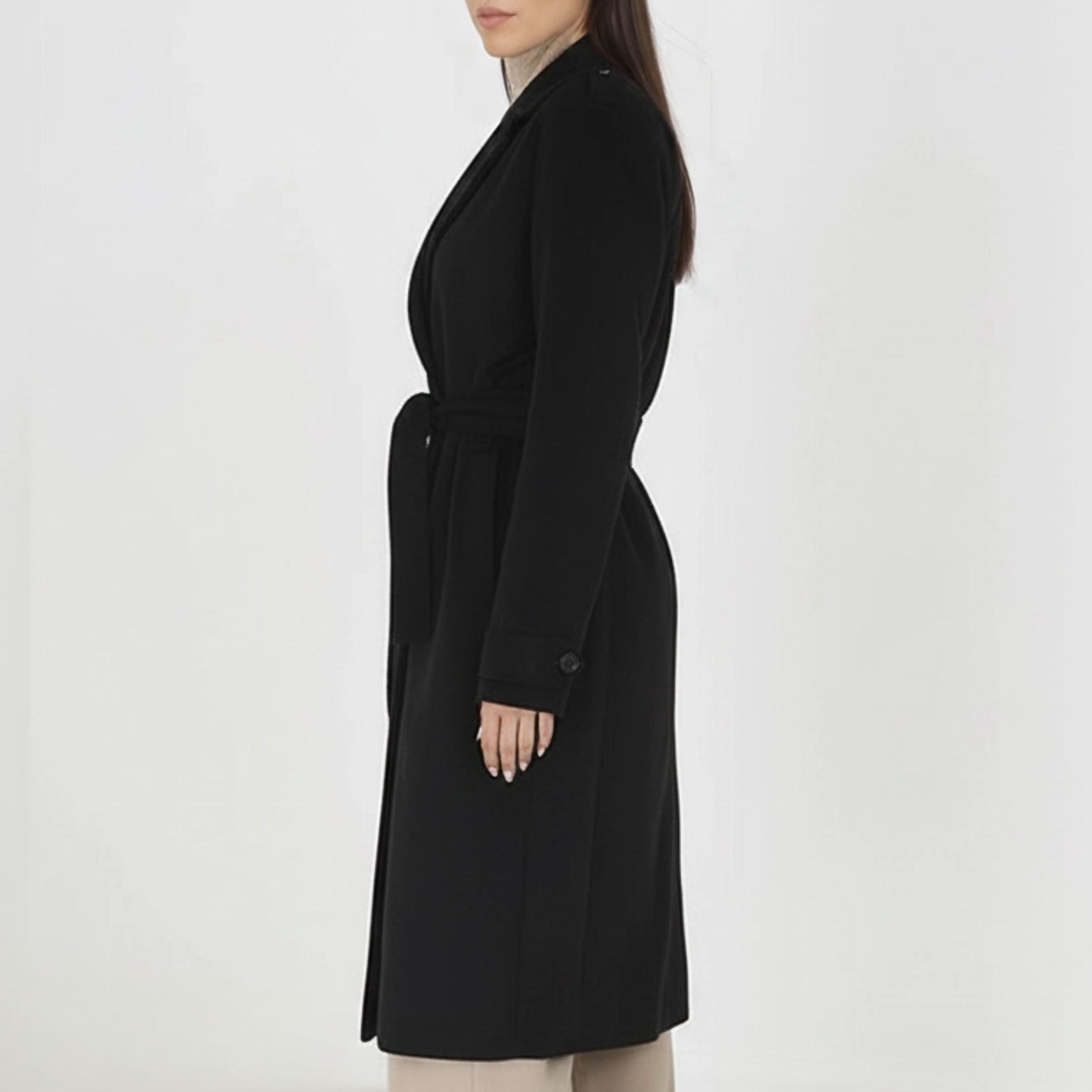 Black - Brave Soul - BS Womens Faux Suede Trench Coat with Belt - 2