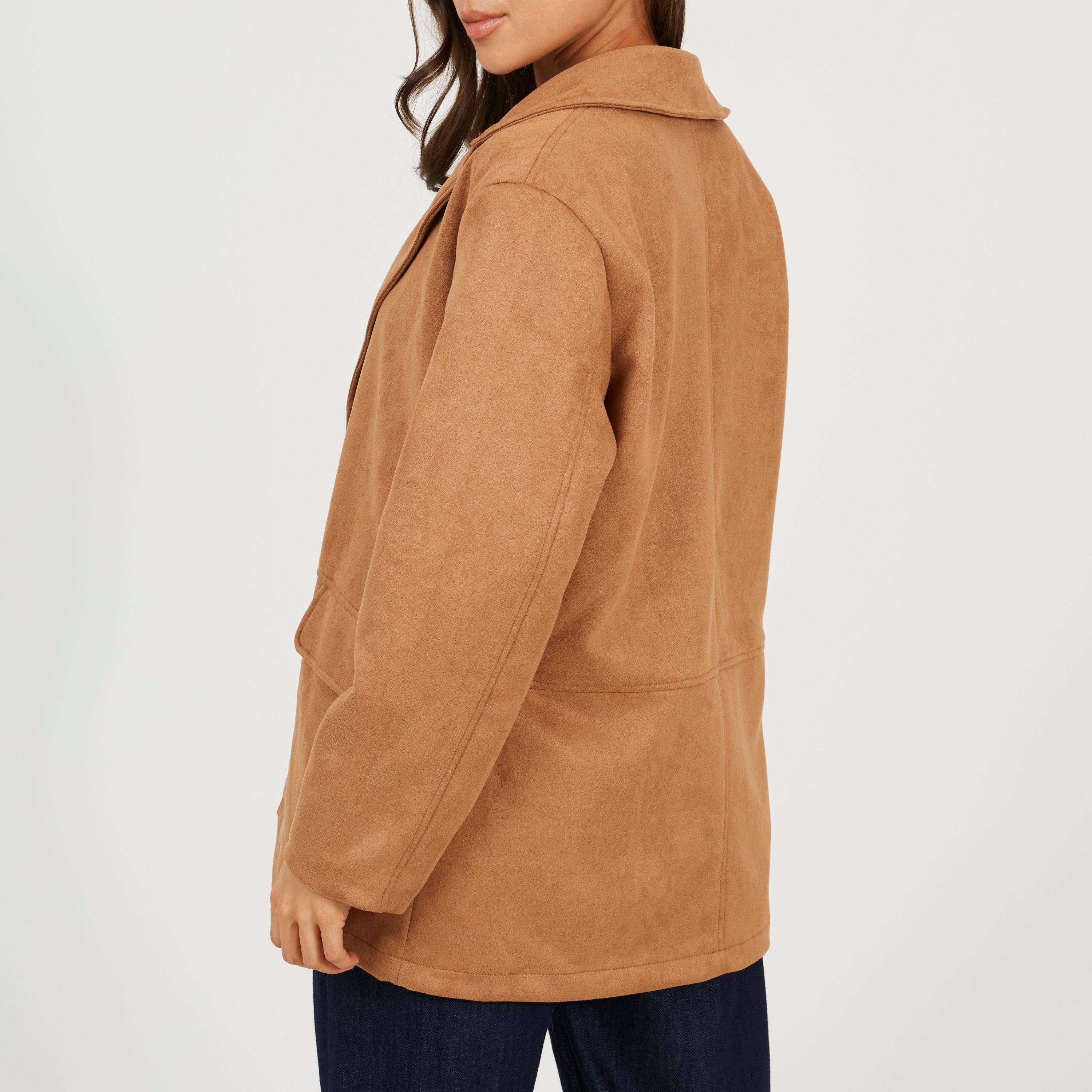 Tan - Brave Soul - BS Womens Faux Suede Tan Blazer - 2