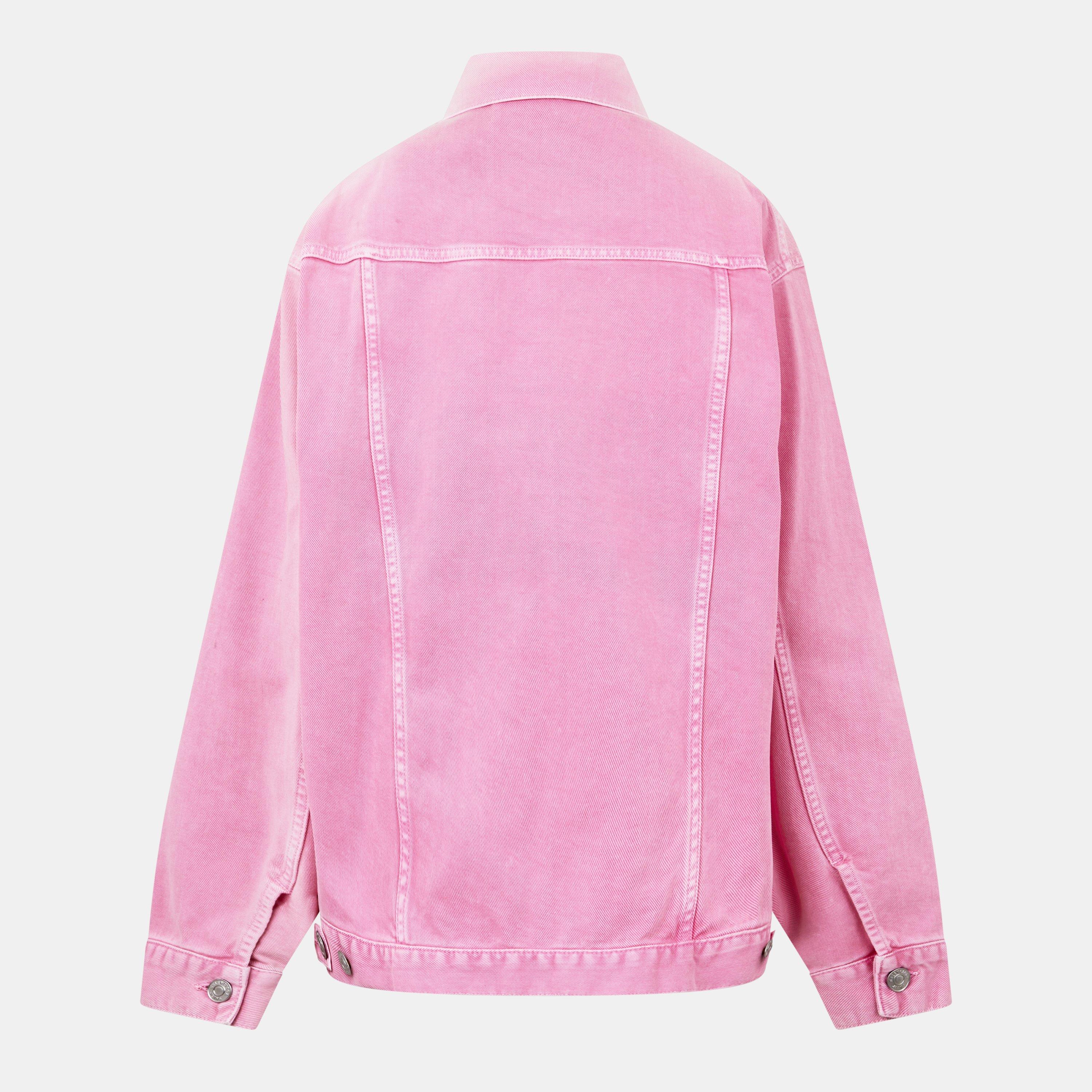 Vintage Pink - Balenciaga - Women's Printed Logo Cotton Long Sleeve Denim Jacket - 2