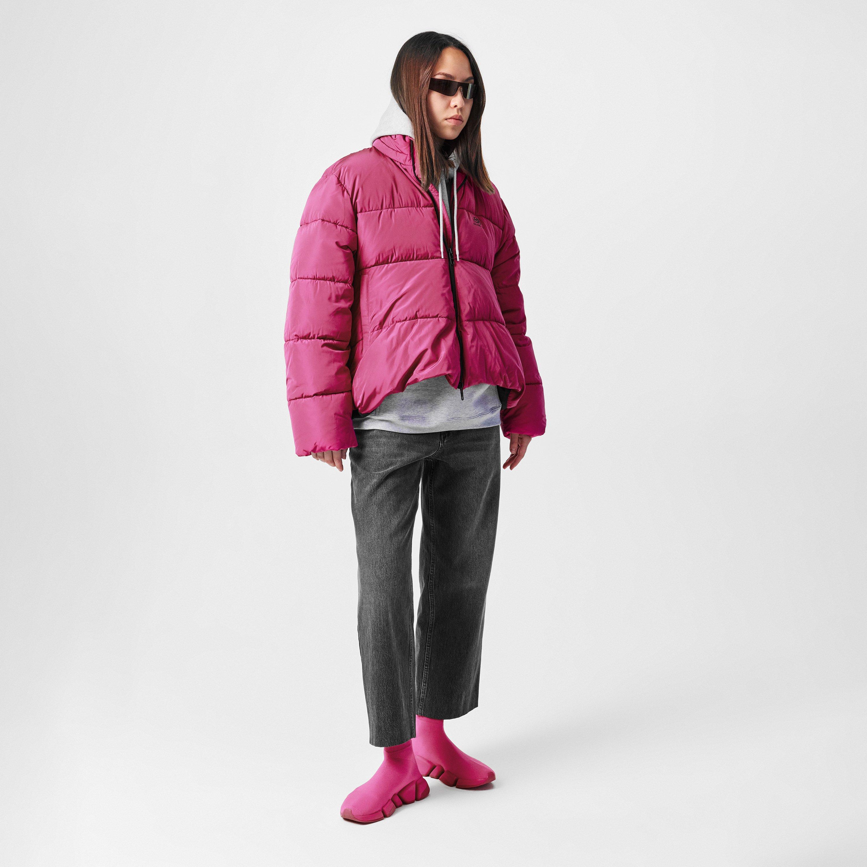 New Fuchsia - Balenciaga - Women's Quilted Structured Collar Short Puffer Jacket - 6