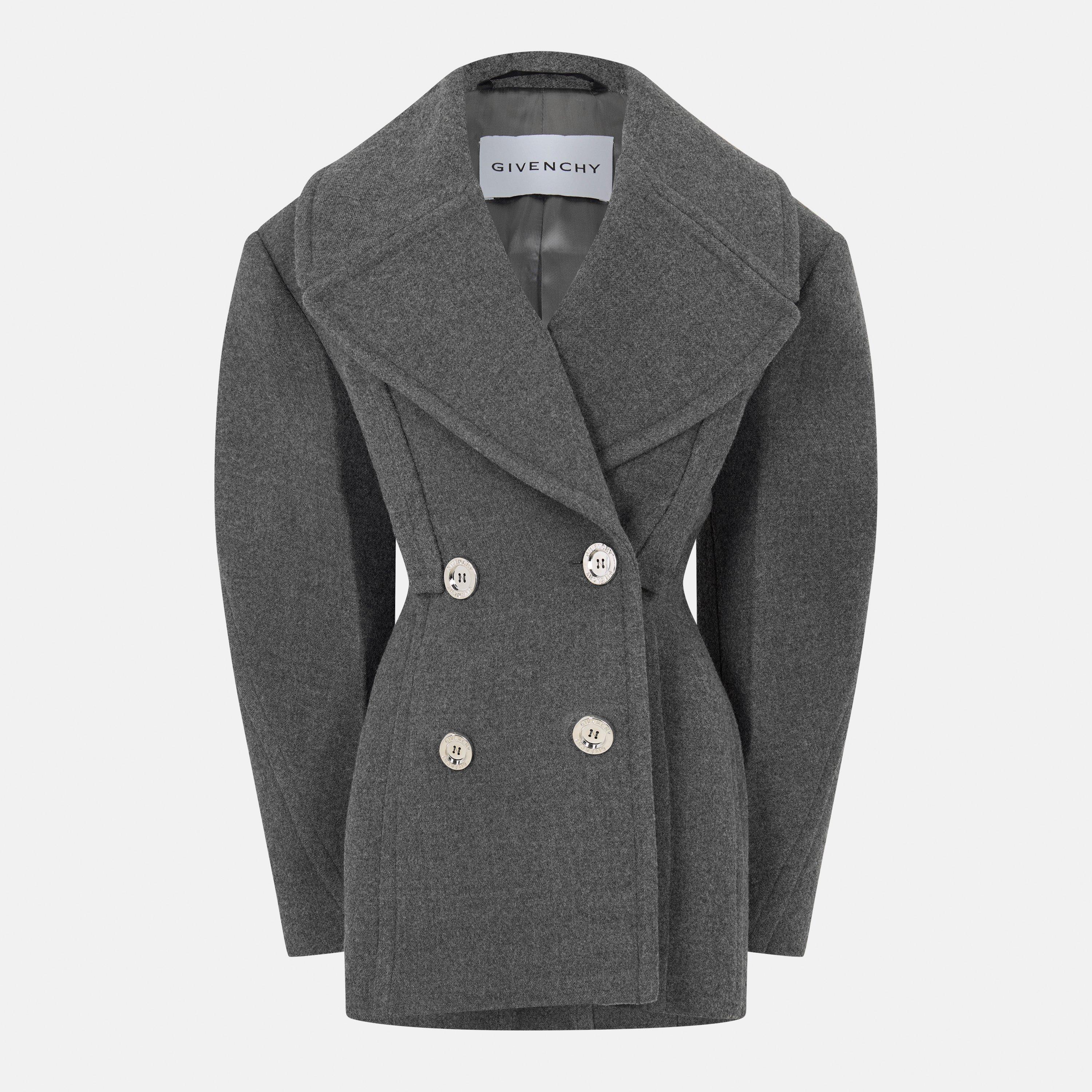 GIVENCHY Women's Givenchy Structured Tailored Peacoat - Slate Blend - Size 38 (UK 10)