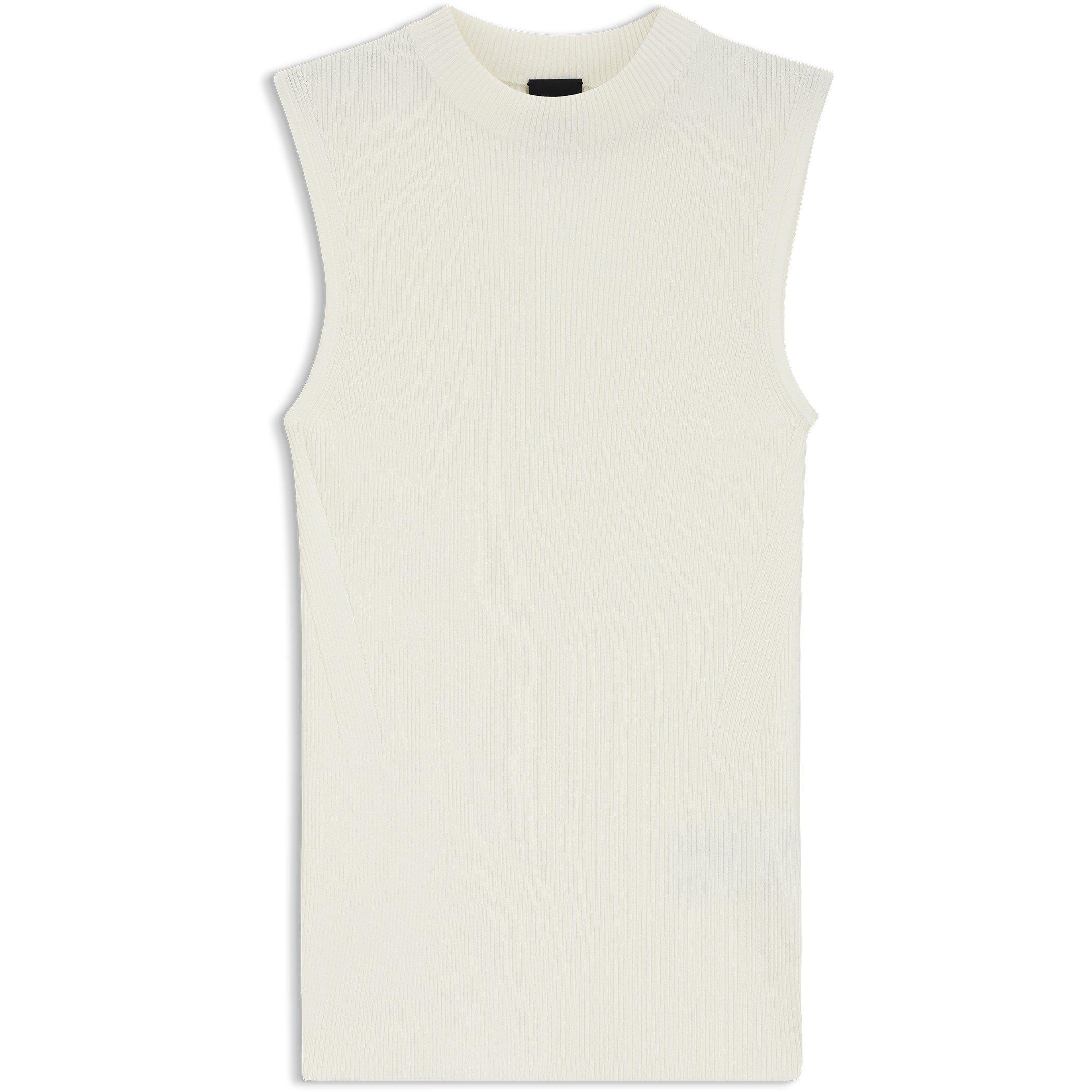Boss Women's Feskies Knitted Slim Fit Mock Neckline Top - Open White - 14 (L)