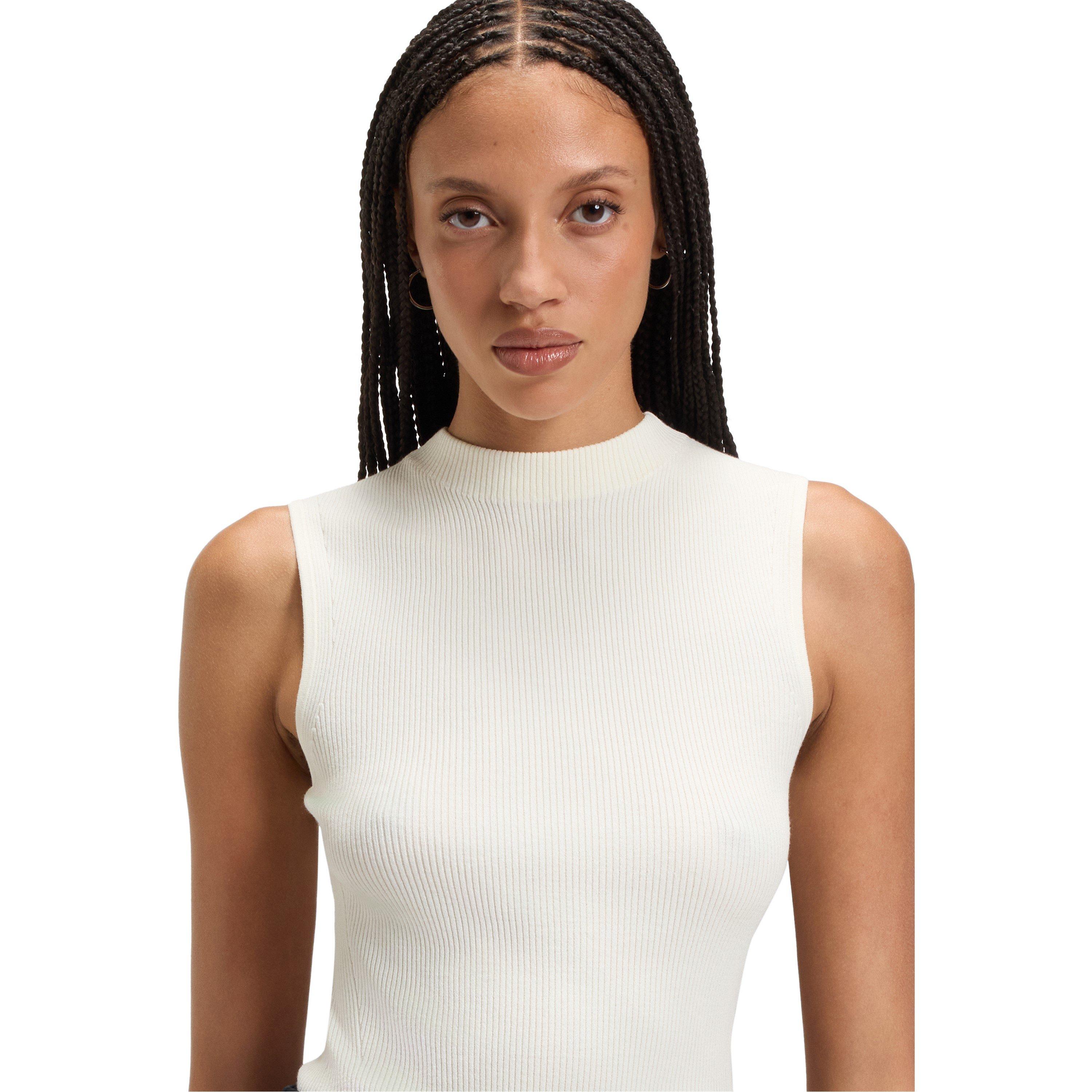 Open White - Boss - Women's Feskies Knitted Slim Fit Mock Neckline Top - 4