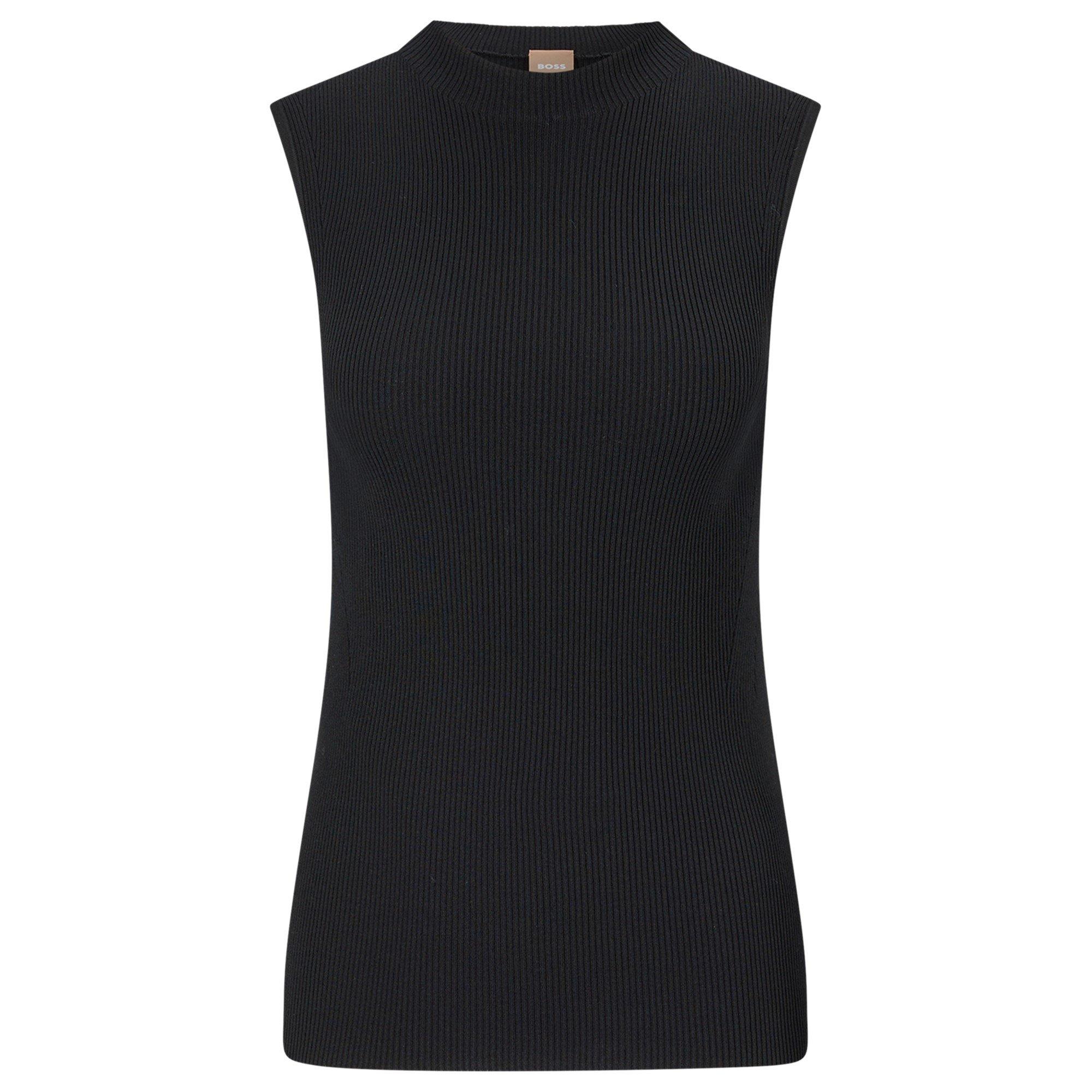 Boss Women's Feskies Knitted Slim Fit Mock Neckline Top - Black - 14 (XL)