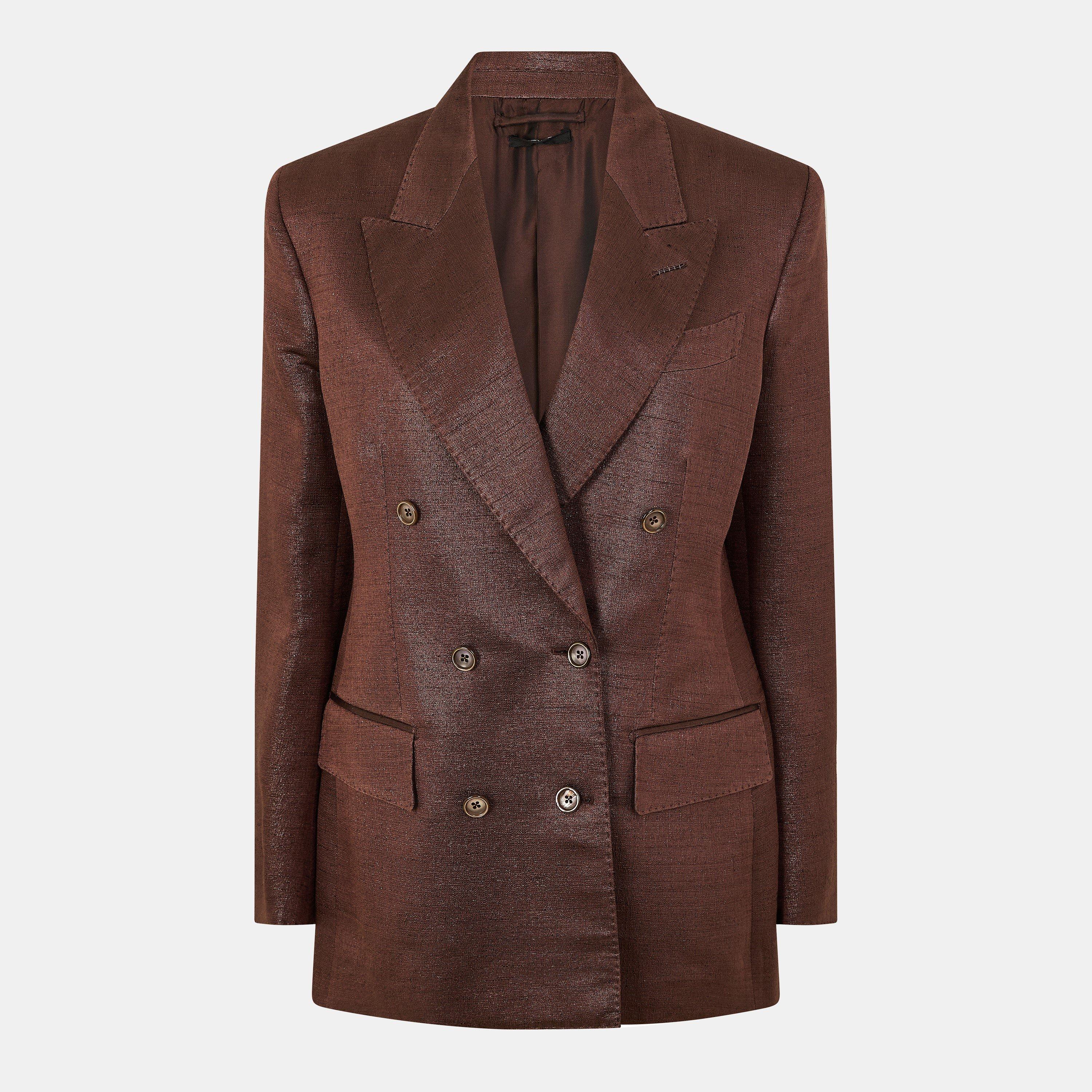 Brown - Tom Ford - Women's Genuine Leather Tailored Fit Leather Jacket - 1