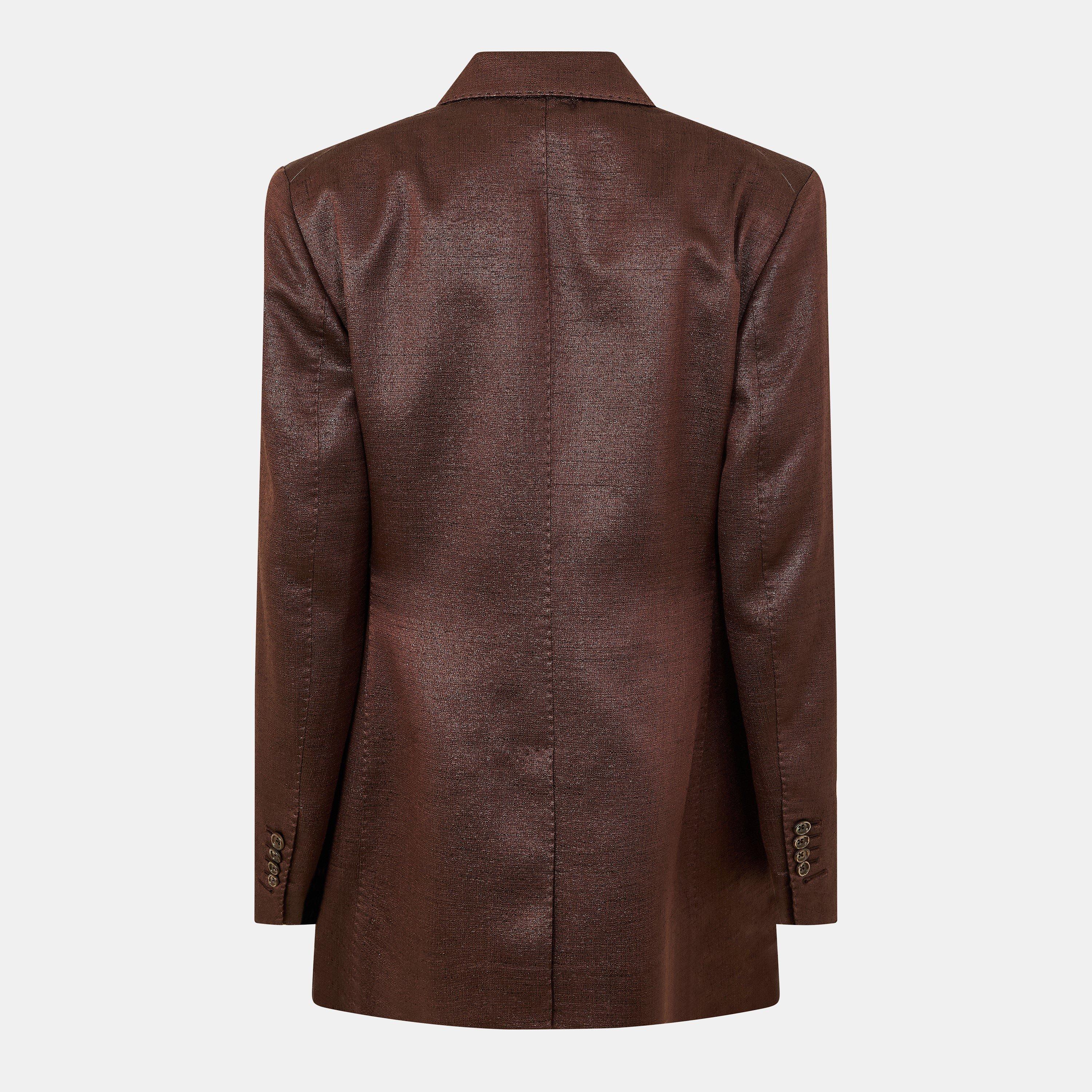 Brown - Tom Ford - Women's Genuine Leather Tailored Leather Jacket - 2