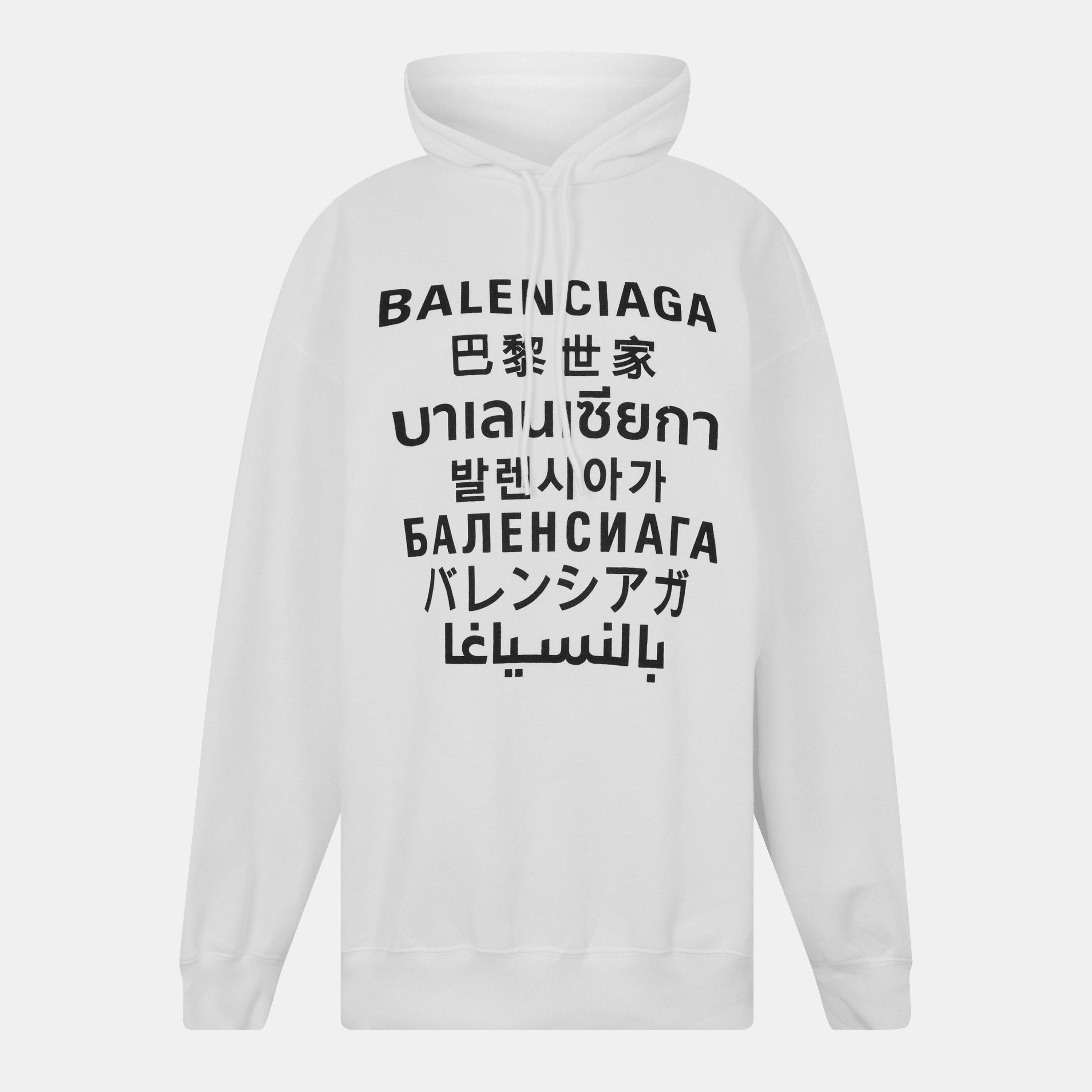 White/Black - Balenciaga - Women's Over the Head Hoodie - 1