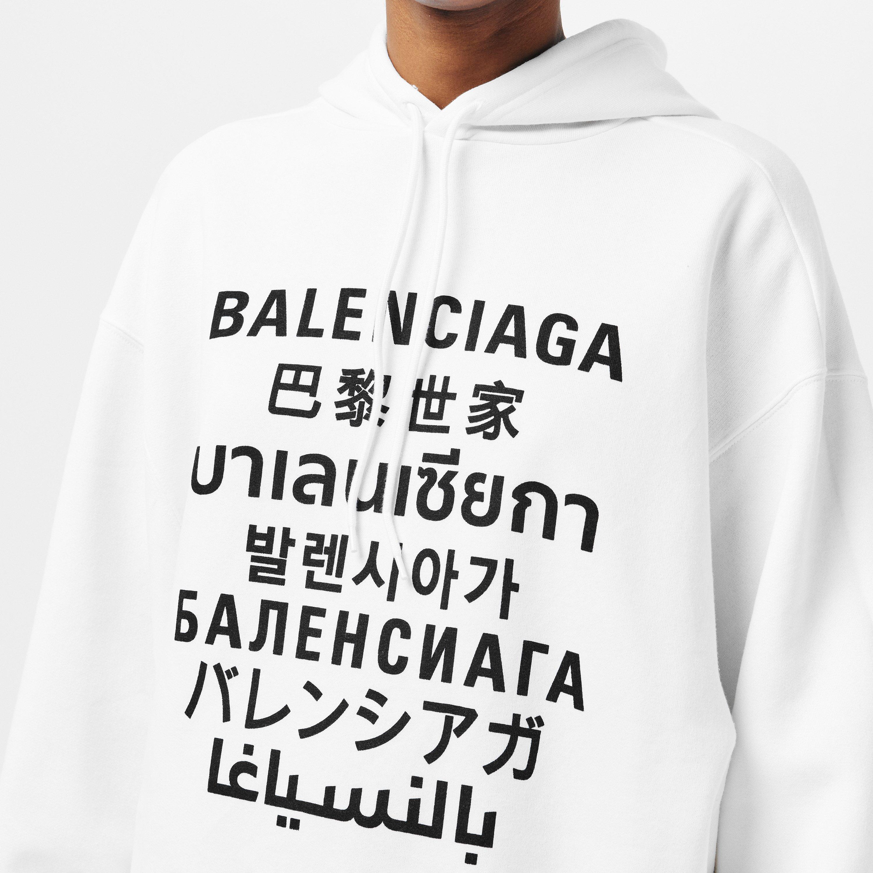White/Black - Balenciaga - Women's Over the Head Hoodie - 5