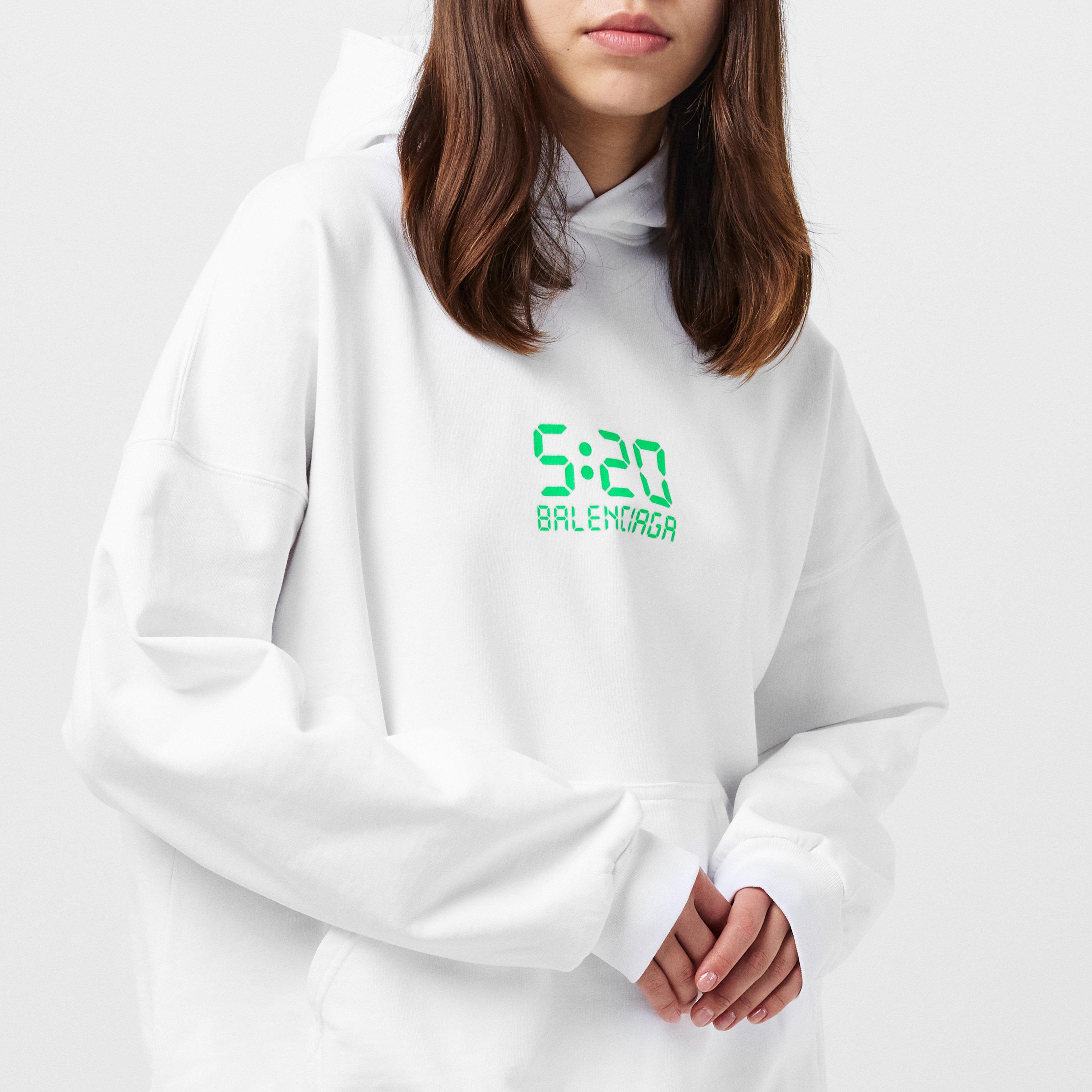 White/Green - Balenciaga - Women's Relaxed Fit Pull Over Hoodie - 5