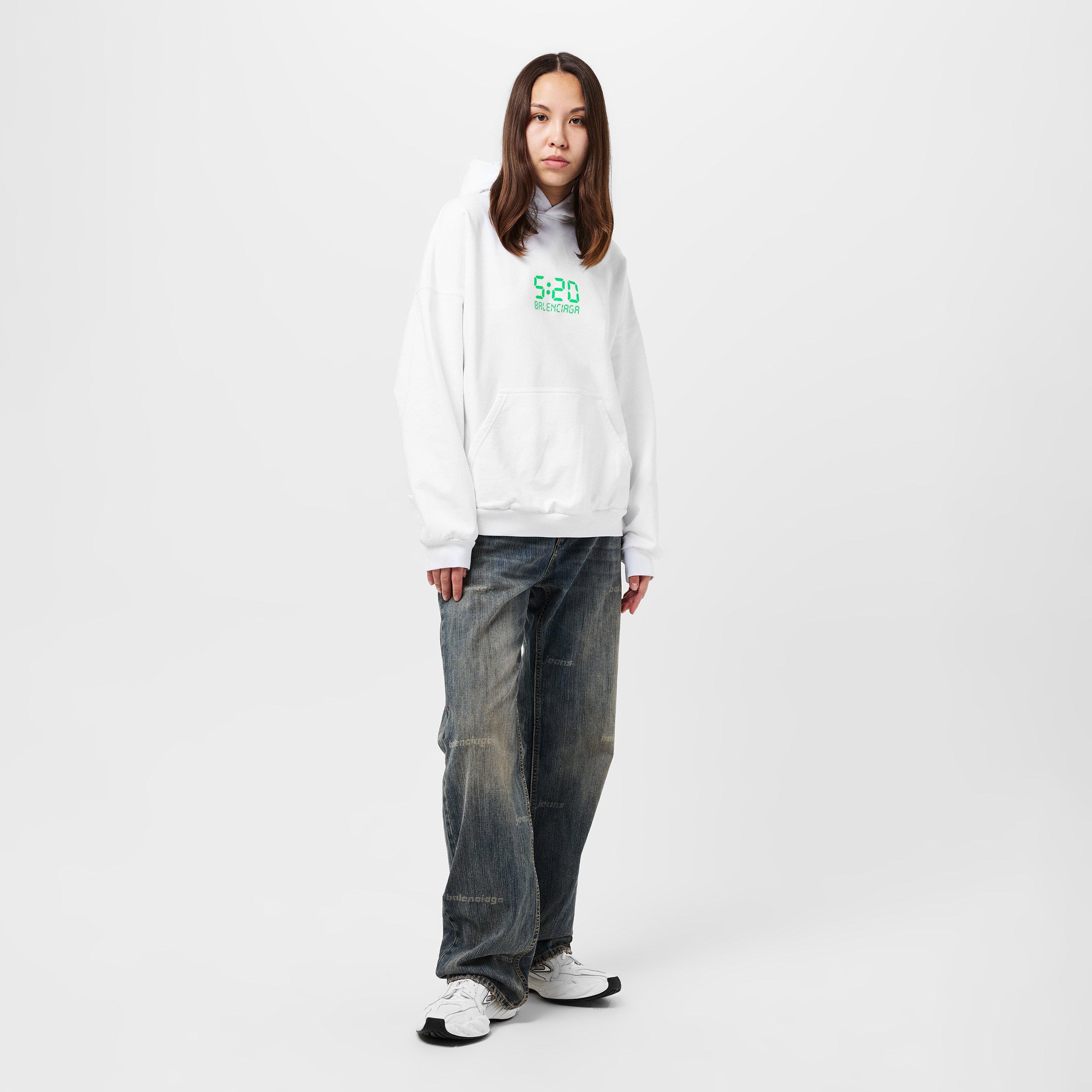 White/Green - Balenciaga - Women's Relaxed Fit Pull Over Hoodie - 6