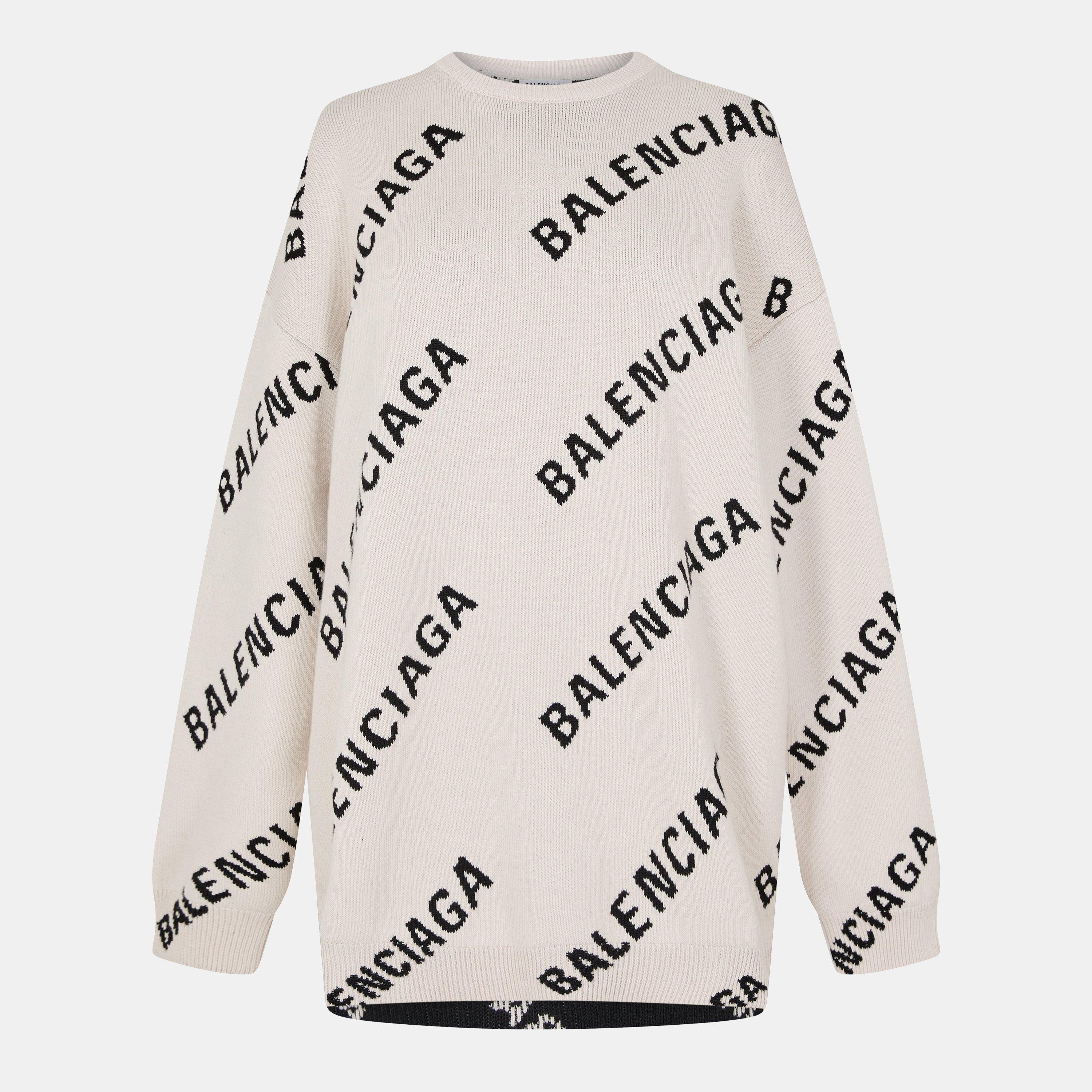 Chalky Wht/Blk - Balenciaga - Women's Crew Sweater - 1