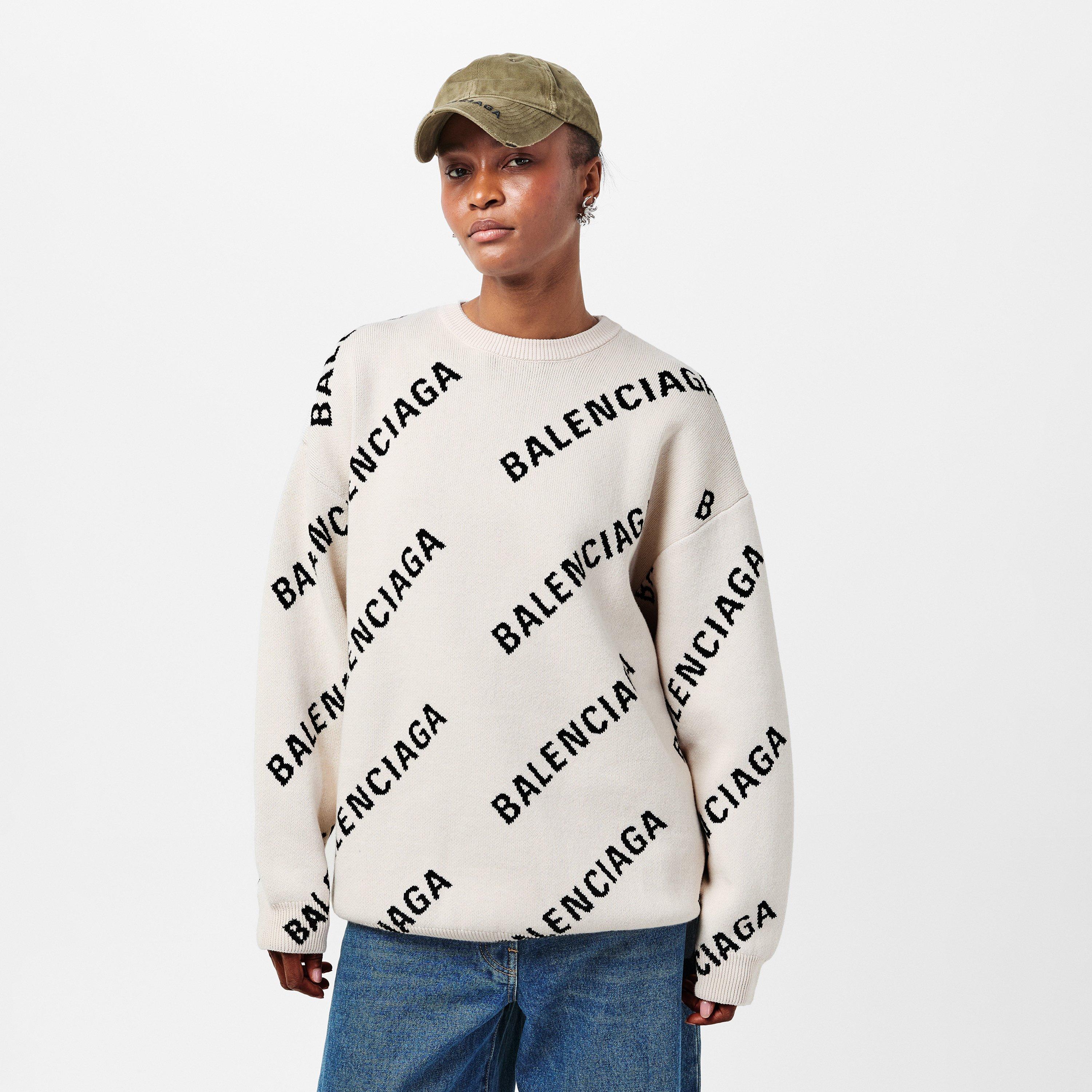 Chalky Wht/Blk - Balenciaga - Women's Crew Sweater - 3