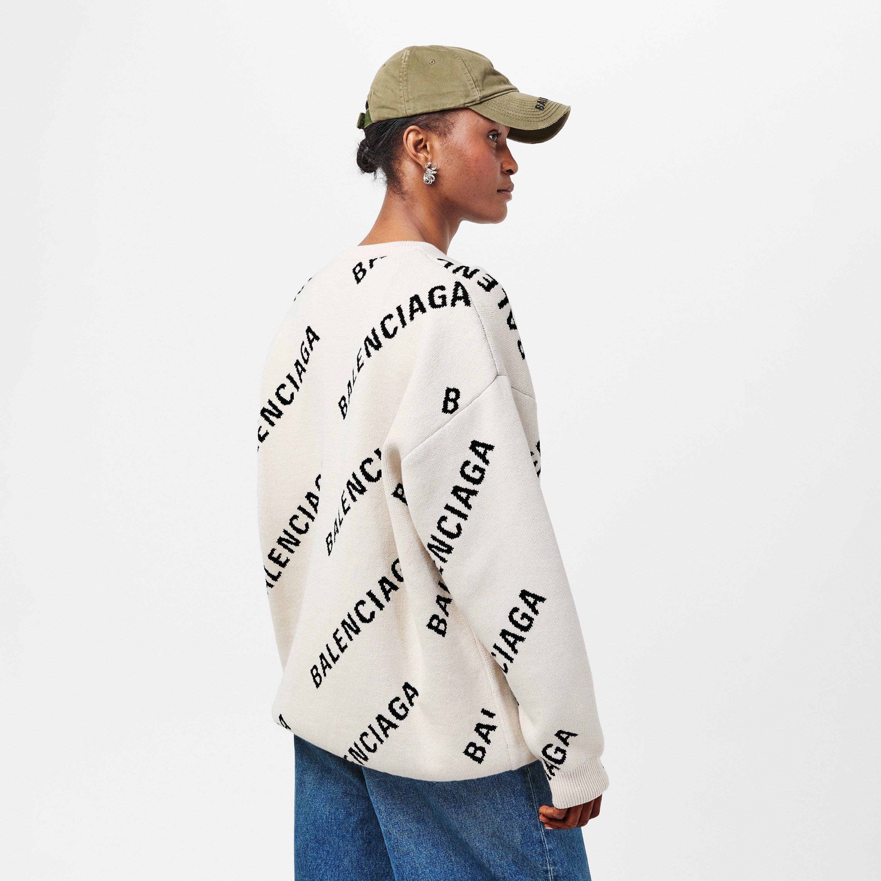 Chalky Wht/Blk - Balenciaga - Women's Crew Sweater - 4