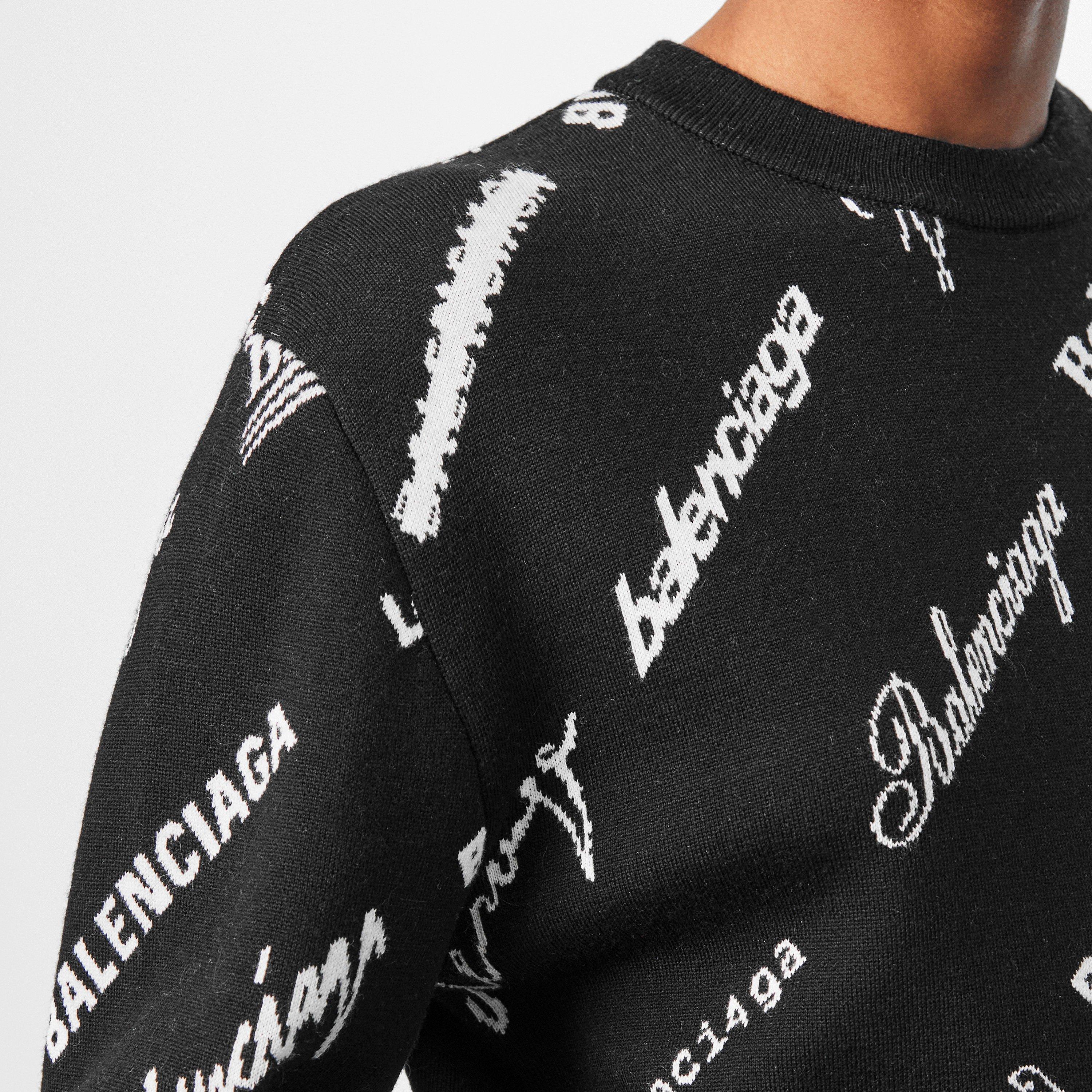 Black/White - Balenciaga - Logomania Crew Sweater - 5