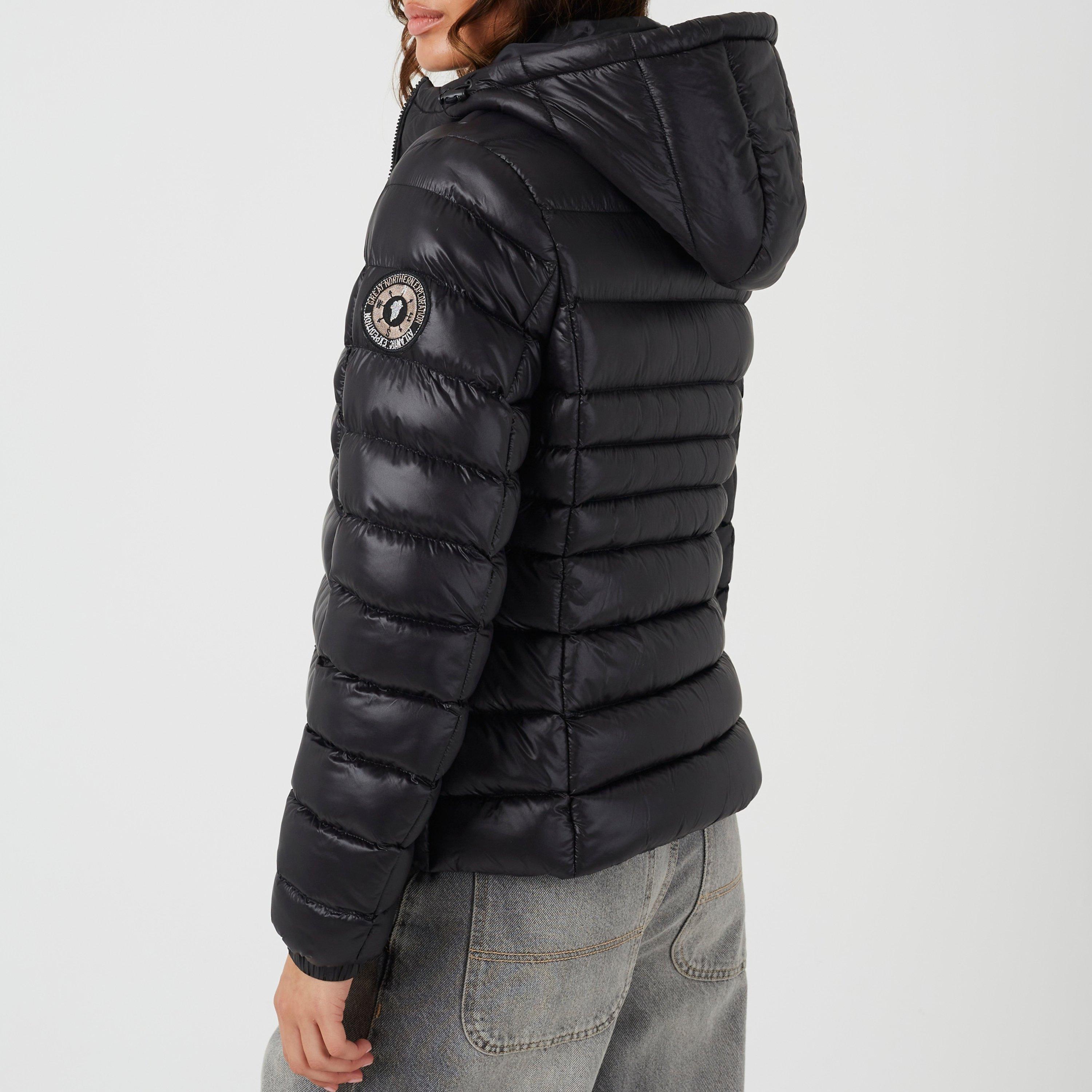Crna - Brave Soul - Brave Soul Black Ladies Everett Shine Puffer Jacket - 2
