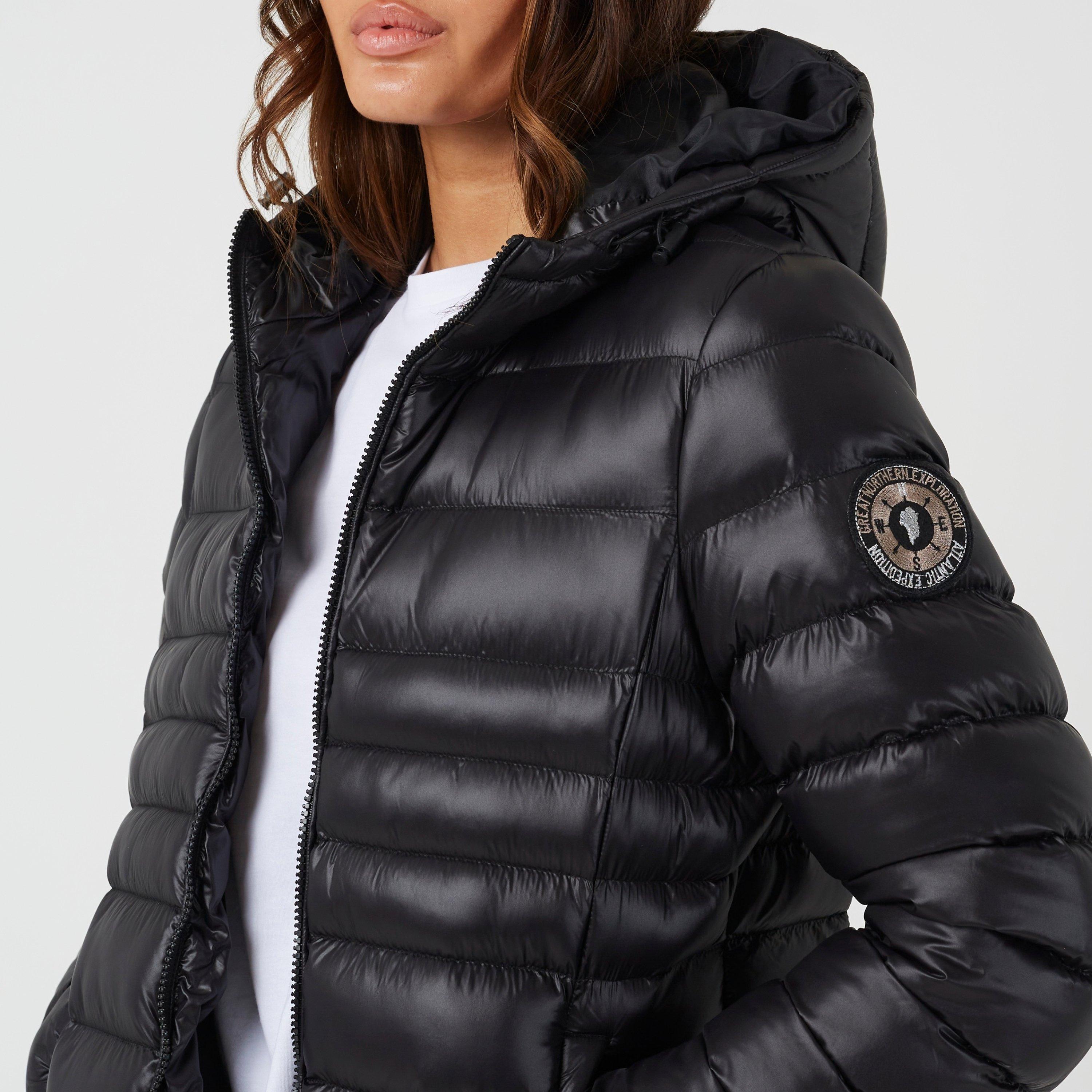 Crna - Brave Soul - Brave Soul Black Ladies Everett Shine Puffer Jacket - 3