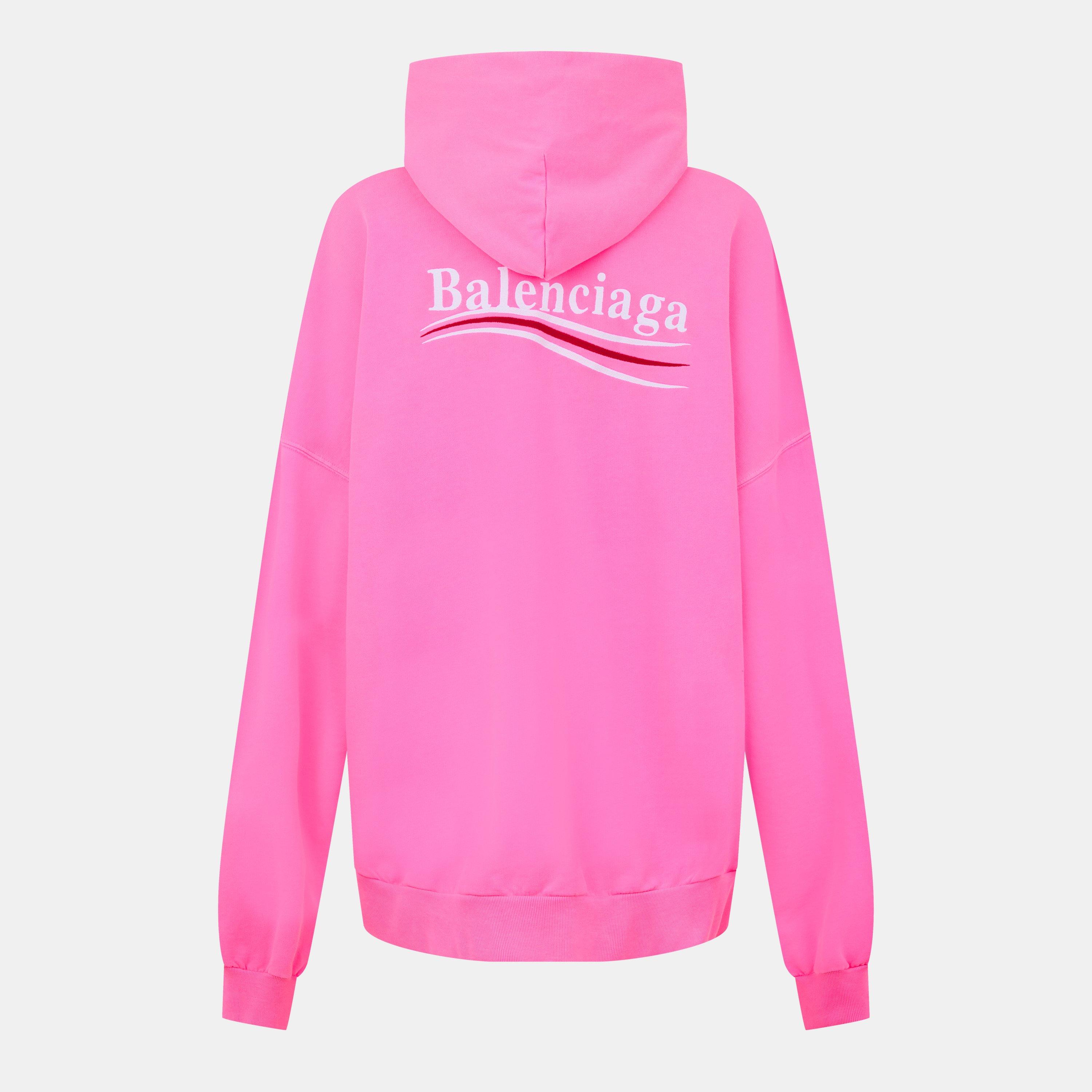 Fluo Pink/White - Balenciaga - Women's Over the Head Hoodie - 2