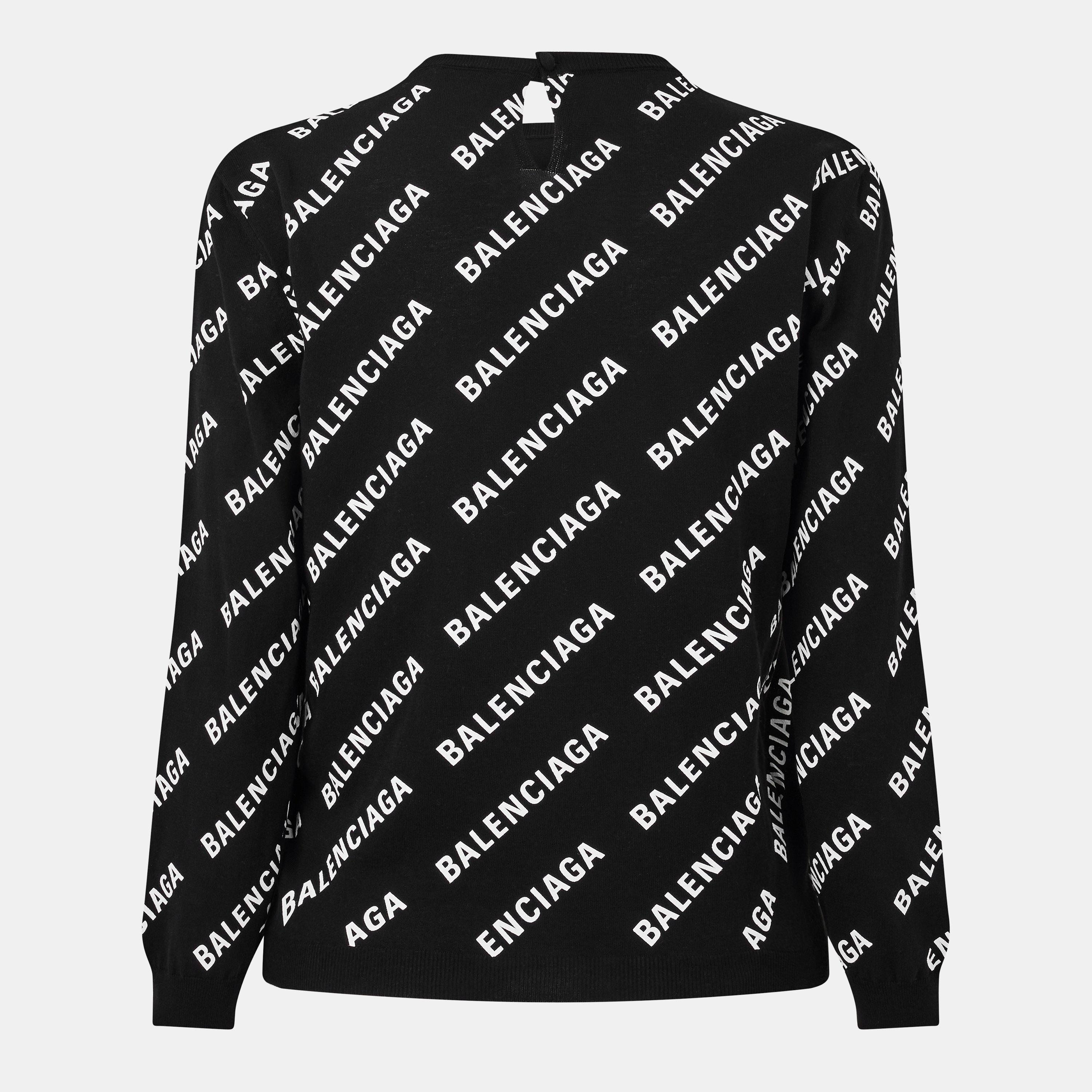 Black/White - Balenciaga - Women's Crew Sweater - 2