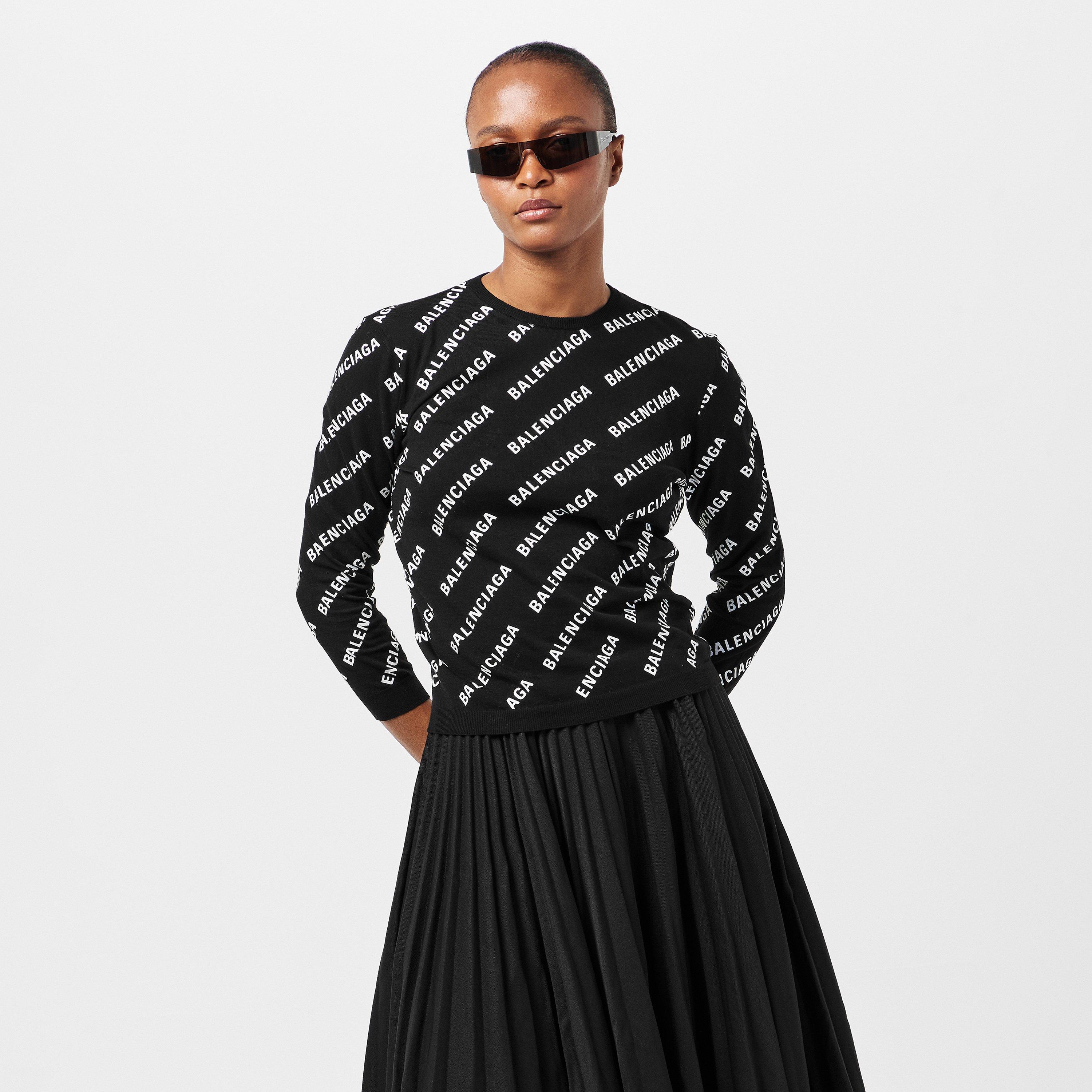 Black/White - Balenciaga - Women's Crew Sweater - 3