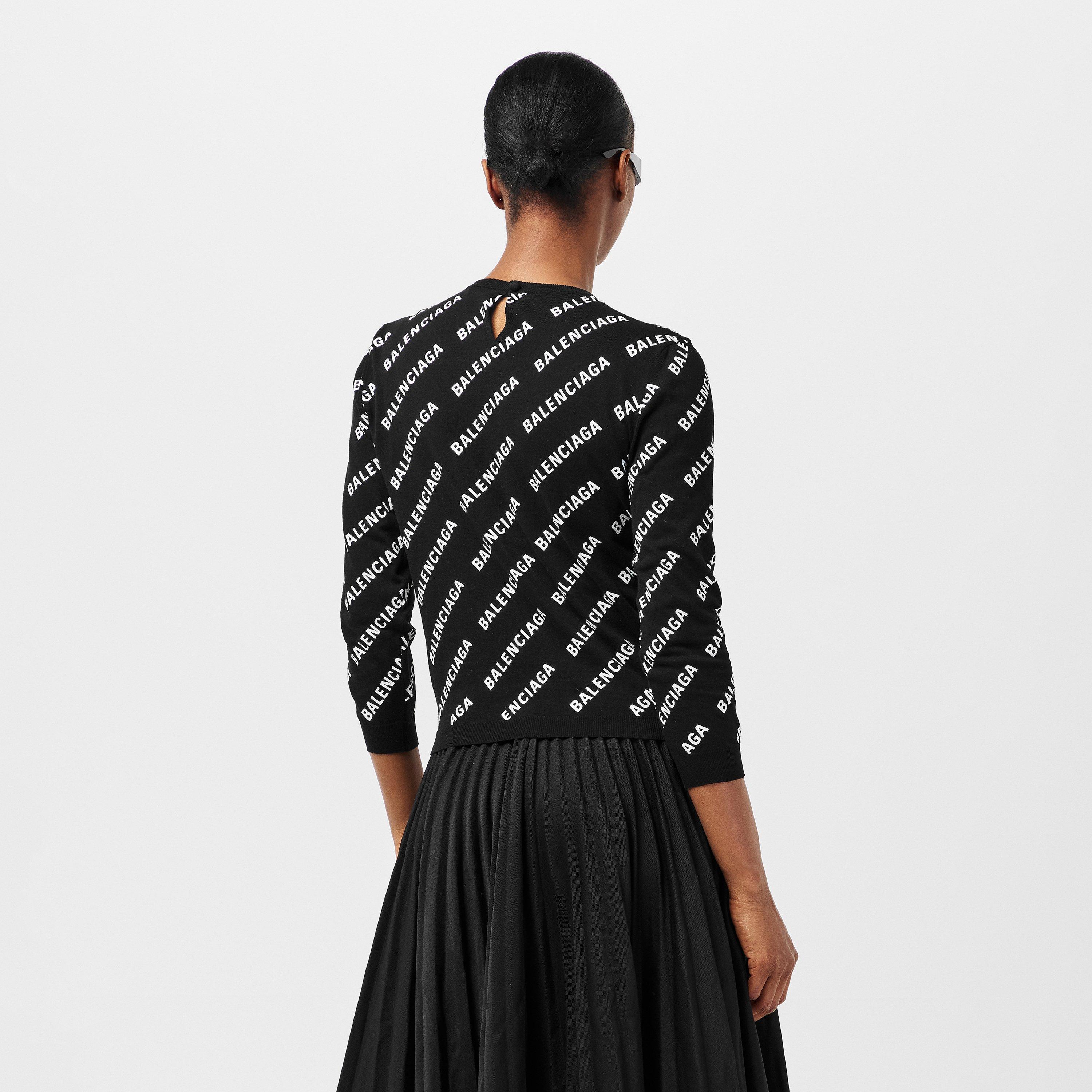 Black/White - Balenciaga - Women's Crew Sweater - 4