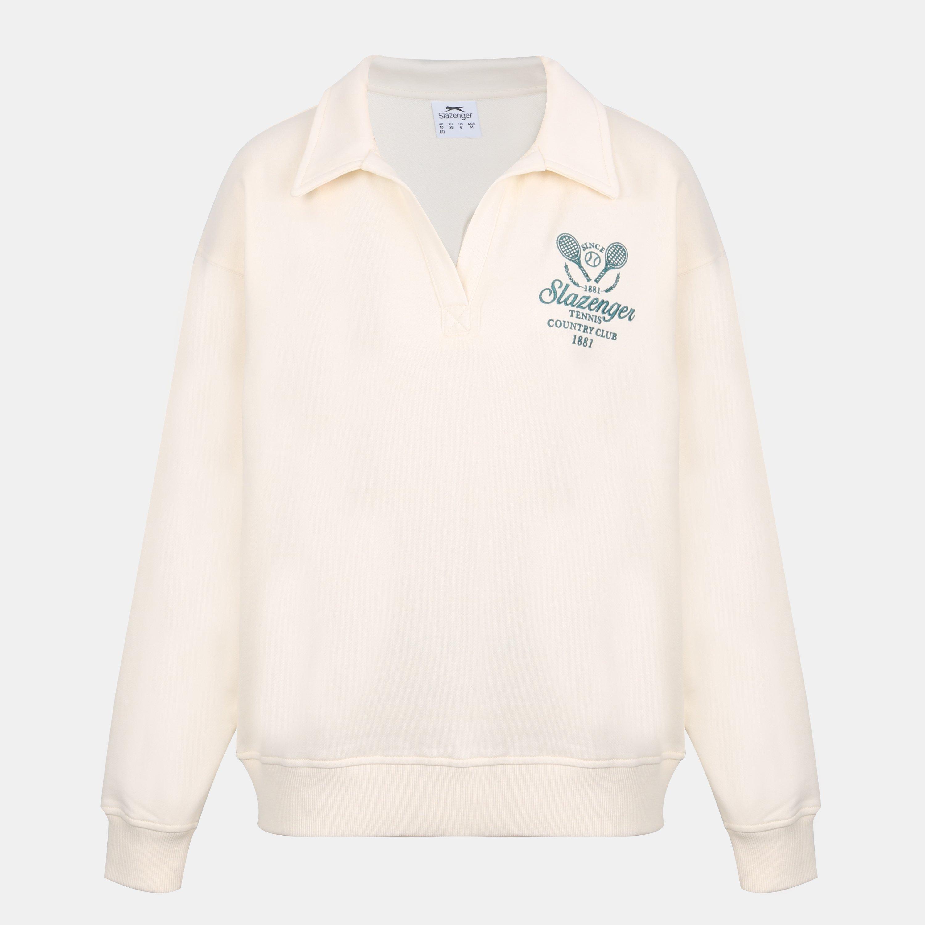 Slazenger Women's Fleece Sweatshirt - White - 10 (38)