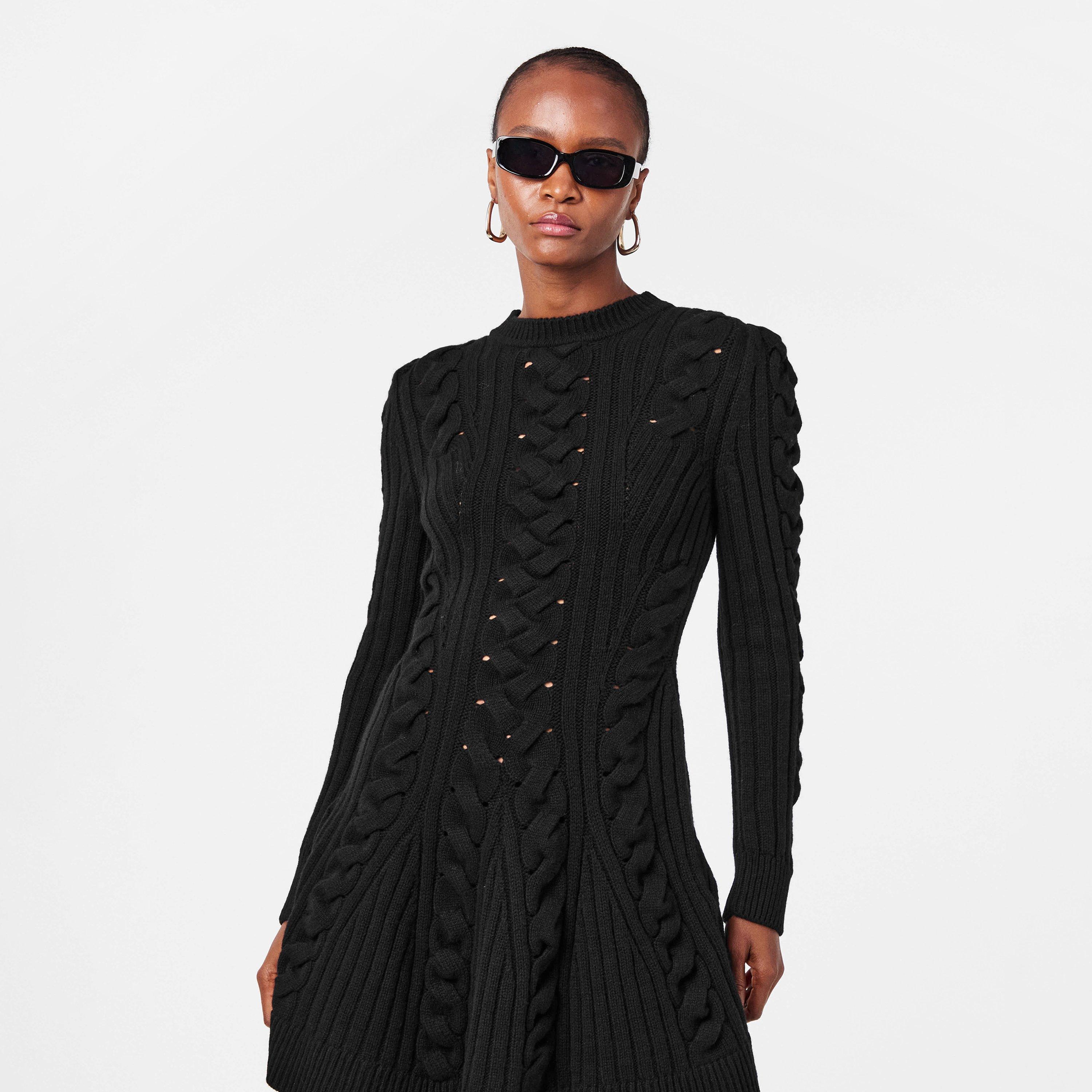 Black - Alexander McQueen - Women's Alex Cable Jumper Dress - 3