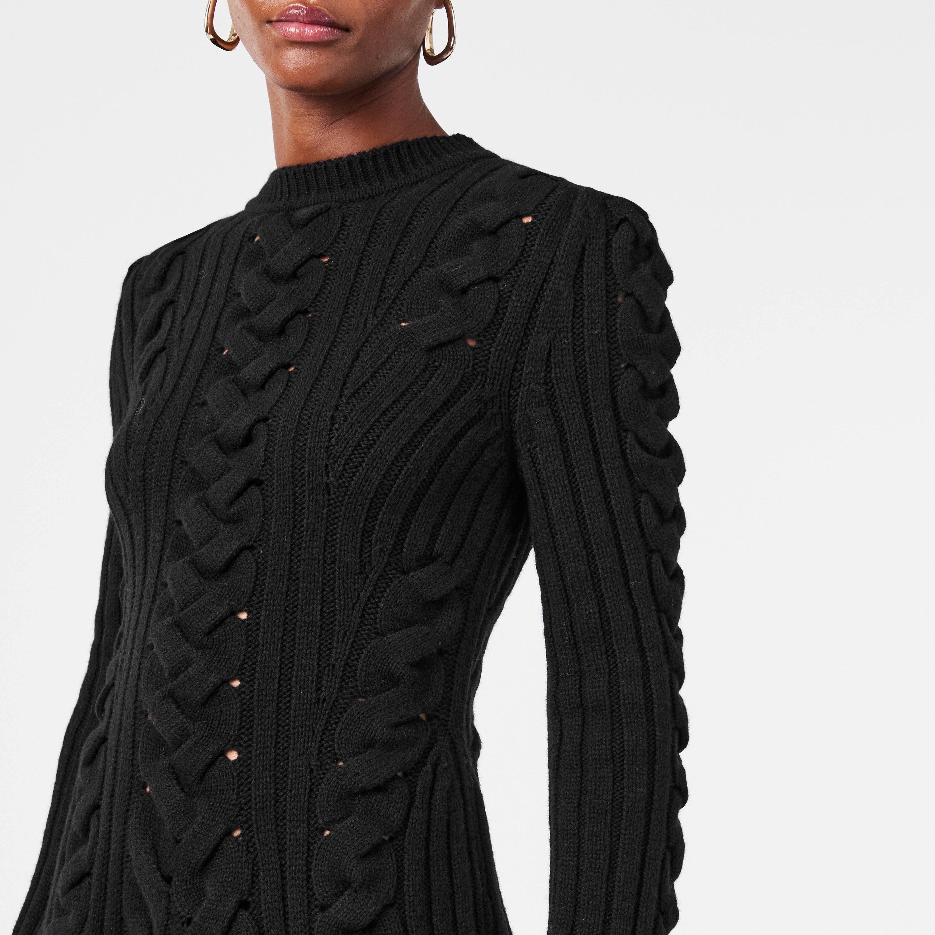 Black - Alexander McQueen - Women's Alex Cable Jumper Dress - 5