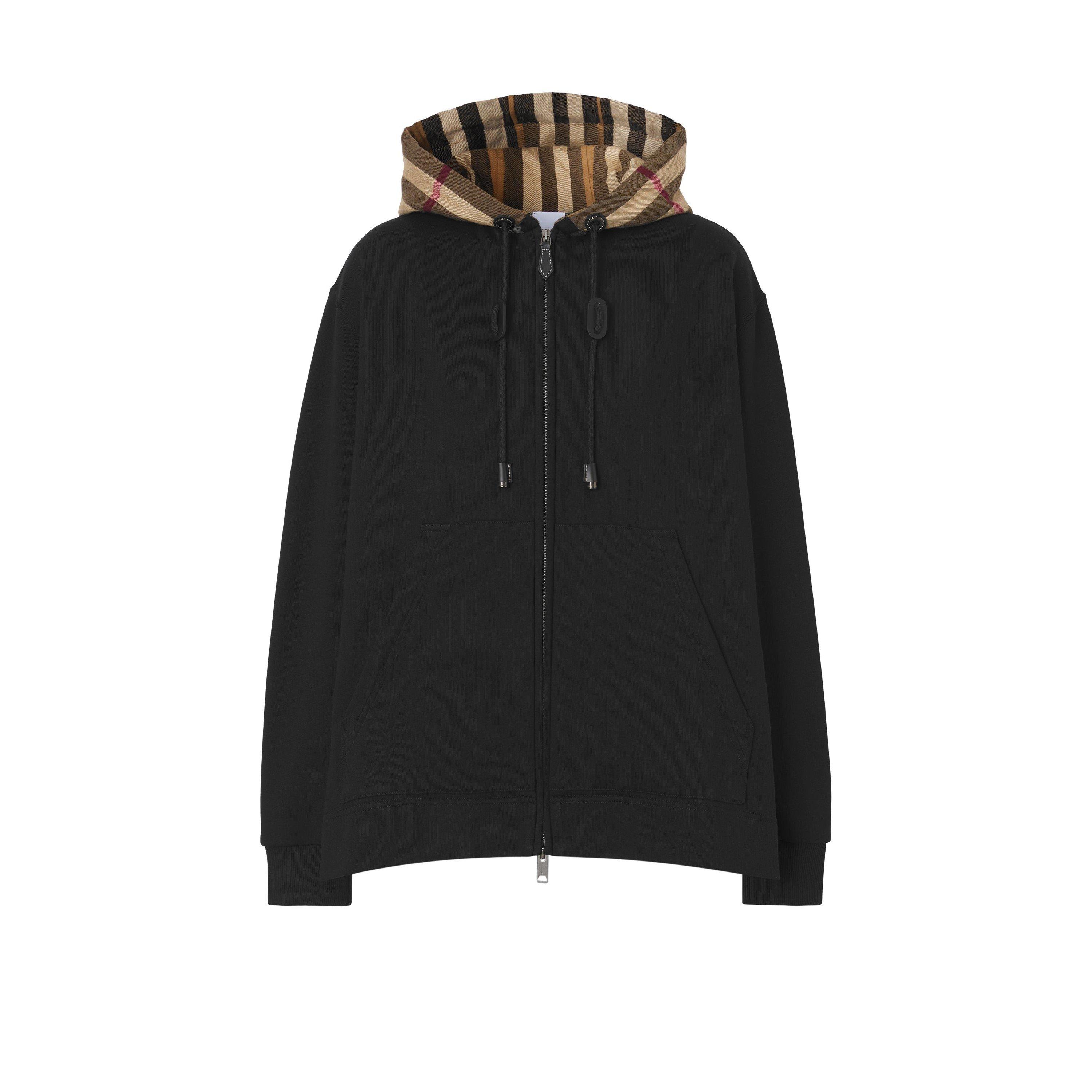 Black A1189 - Burberry - Women's Cotton Melodie Check Oth Hoodie - 1