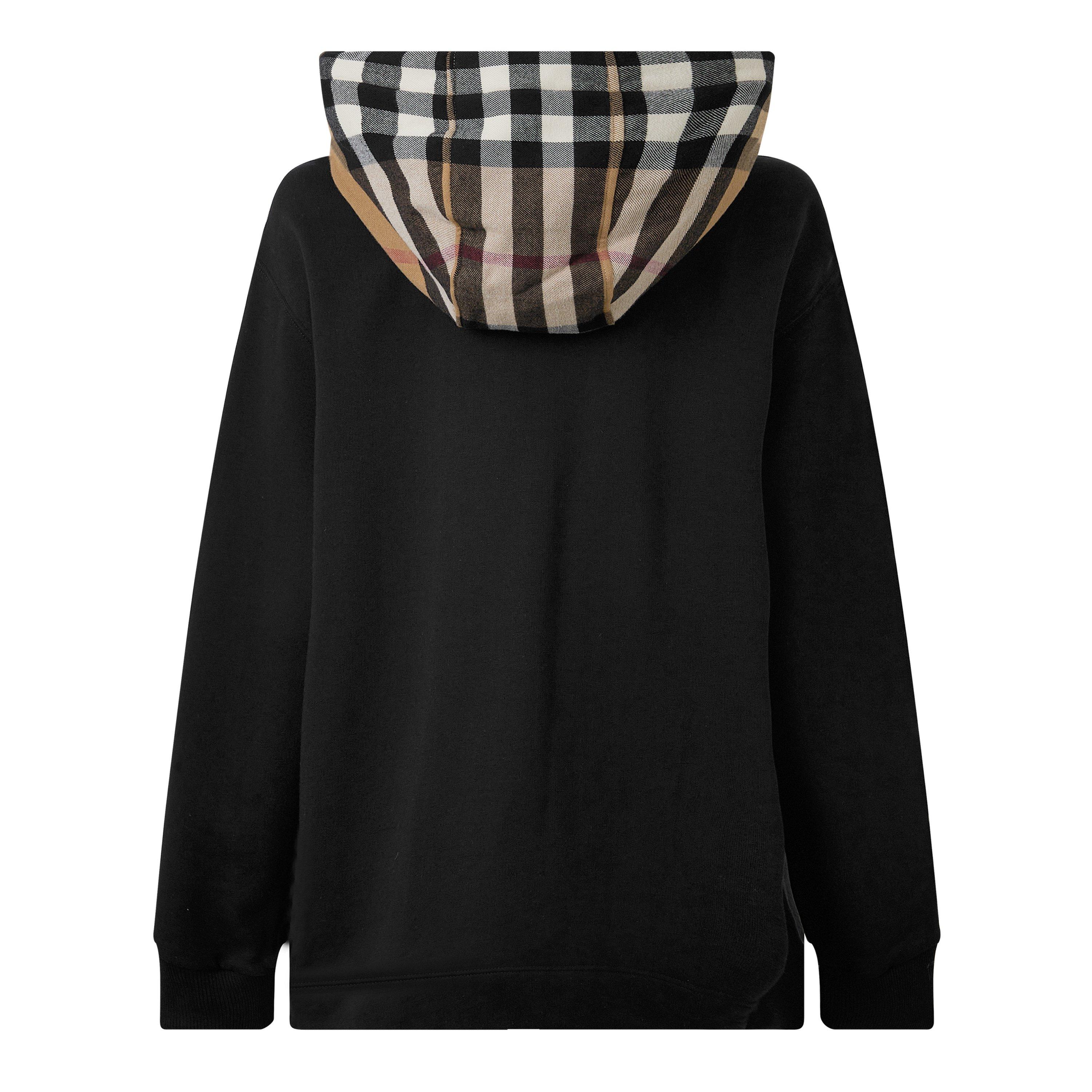 Black A1189 - Burberry - Women's Cotton Melodie Check Oth Hoodie - 2