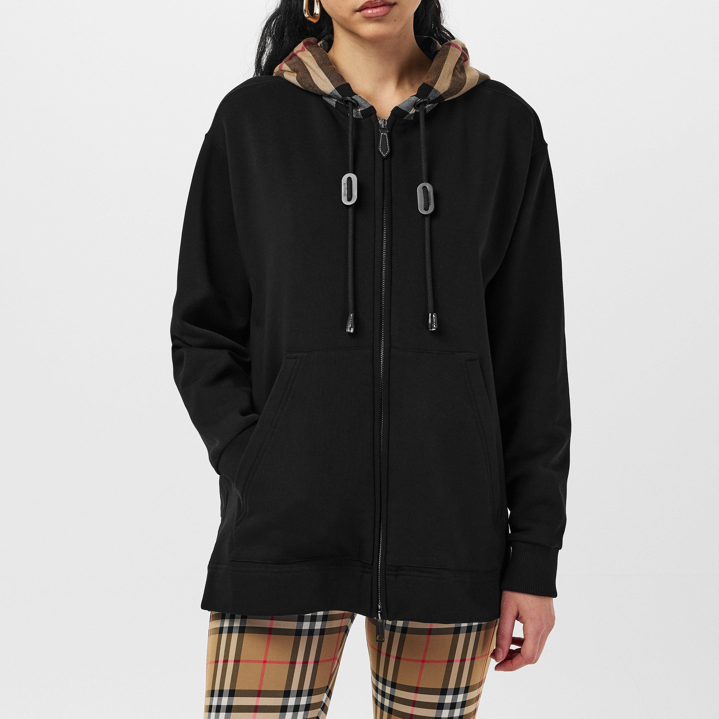 Black A1189 - Burberry - Women's Cotton Melodie Check Oth Hoodie - 3