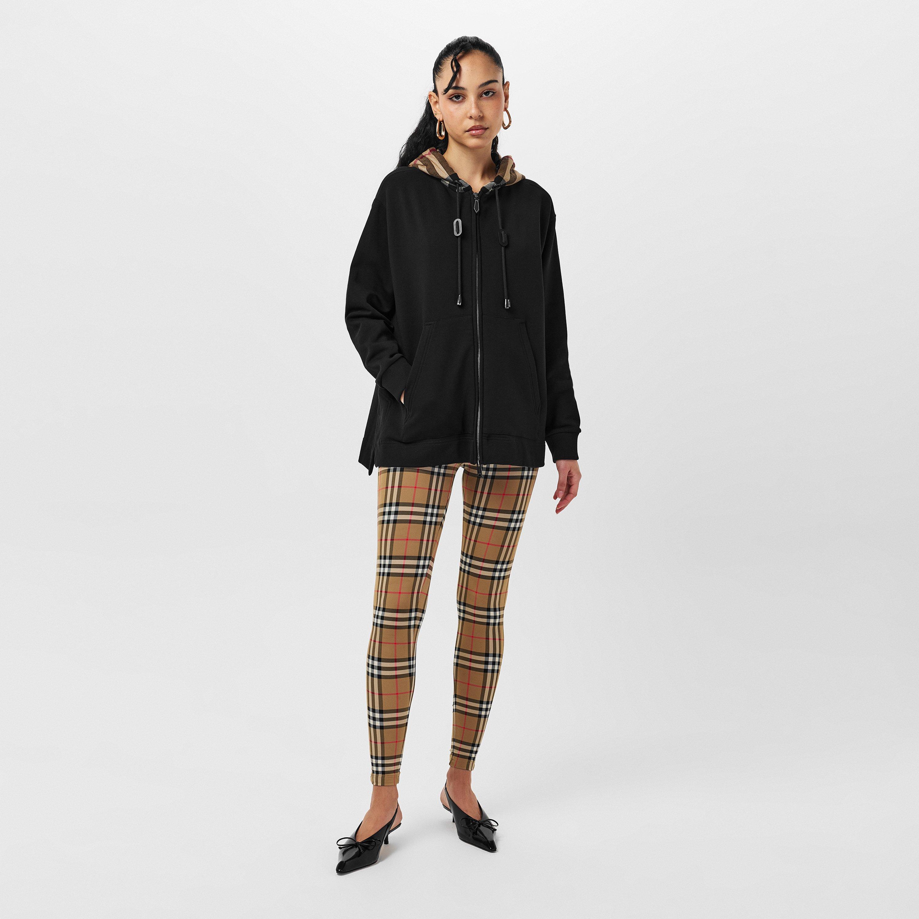 Black A1189 - Burberry - Women's Cotton Melodie Check Oth Hoodie - 6