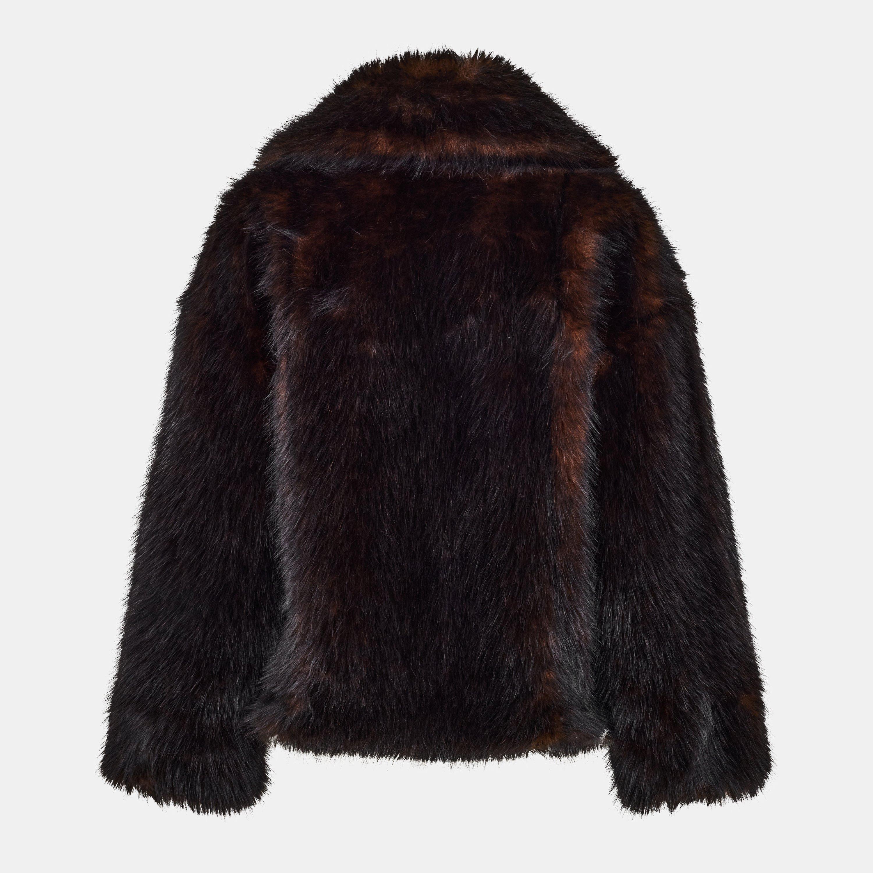 Marrone - Biba - Women's Faux Fur Relaxed Fit Teddy Coat - 2