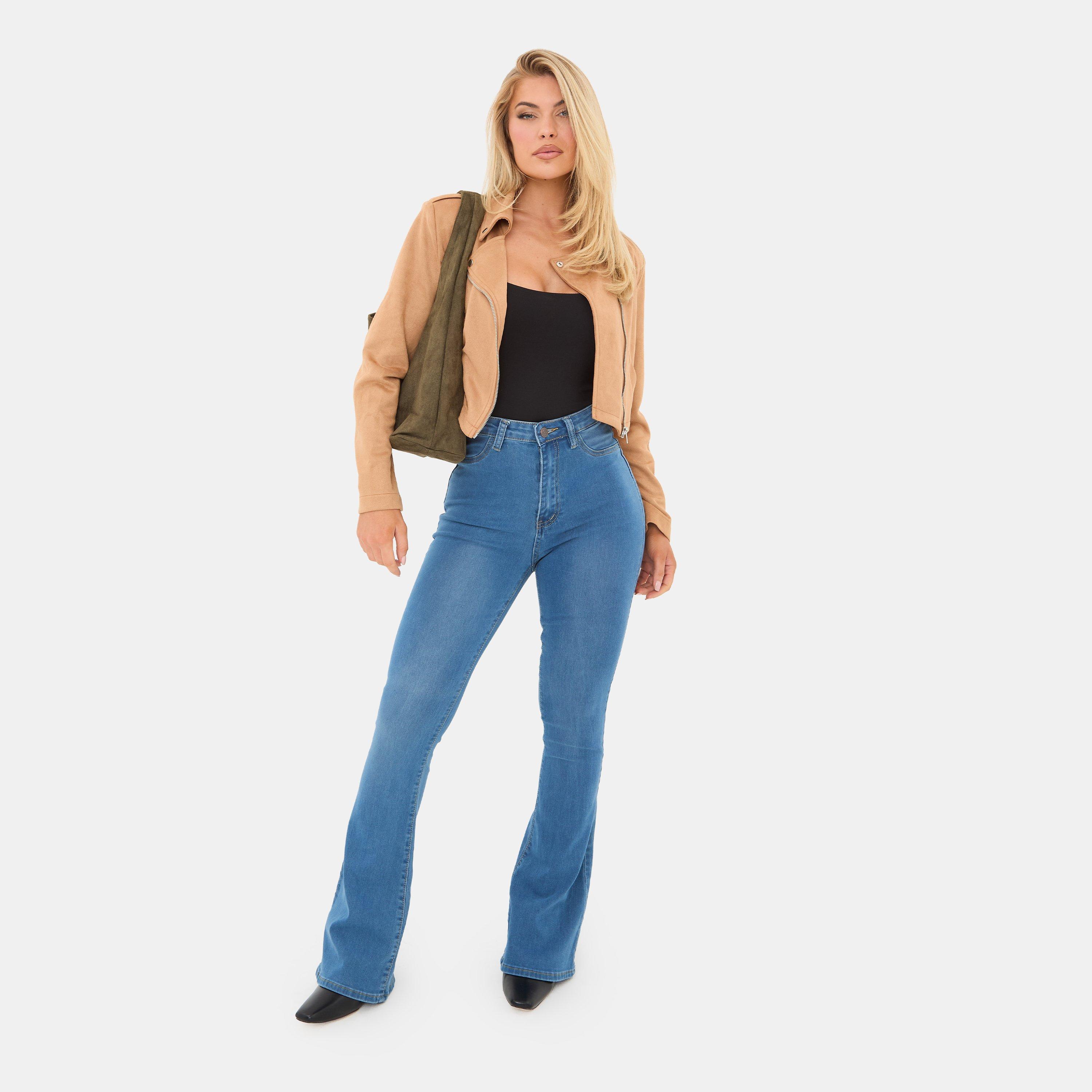 Tan - I Saw It First - Women's Faux Suede Long Sleeve Biker Jacket - 1