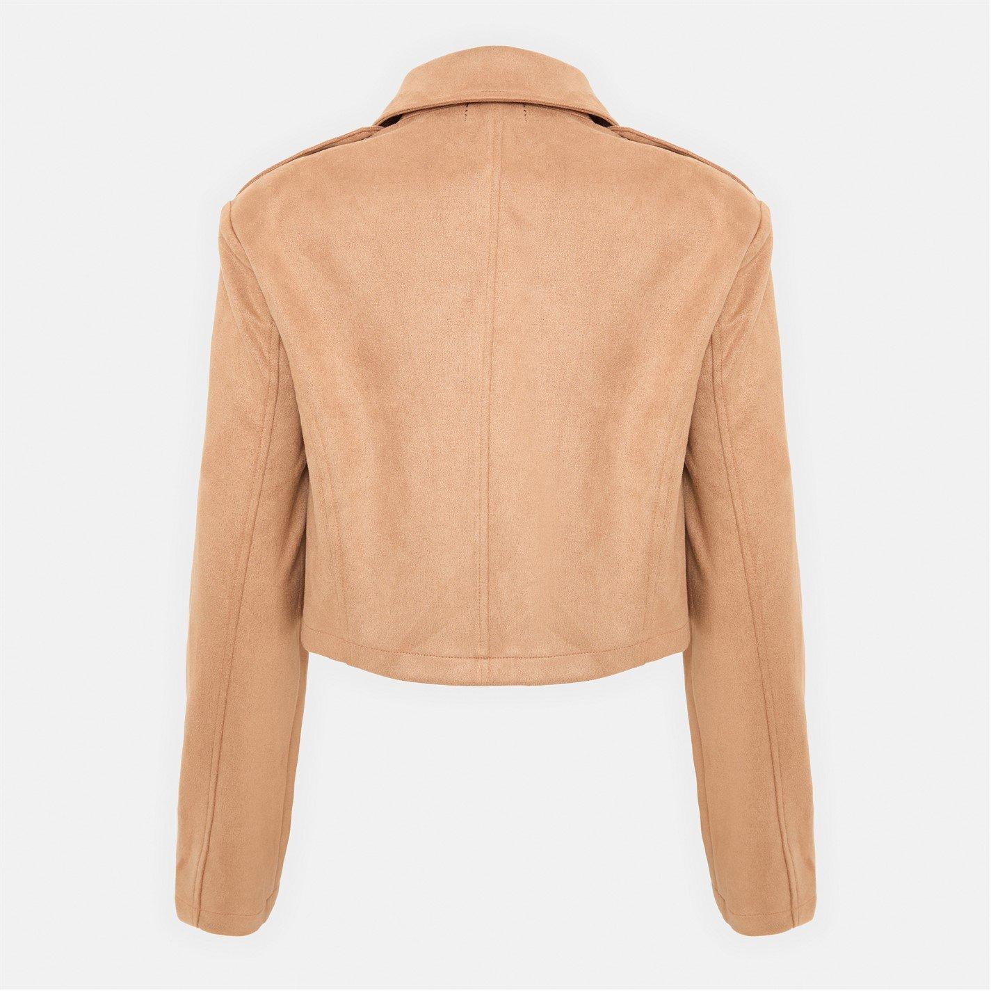 Marrone chiaro - I Saw It First - Women's Faux Suede Long Sleeve Biker Jacket - 3