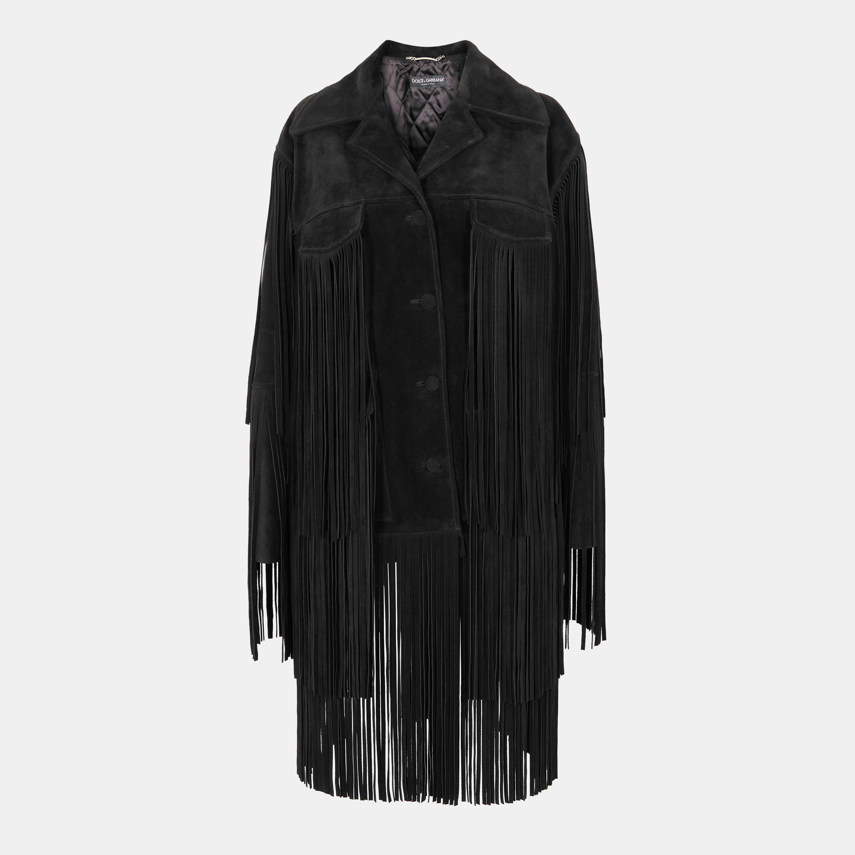 Nero - Dolce and Gabbana - Women's Suede Structured Leather Jacket - 1