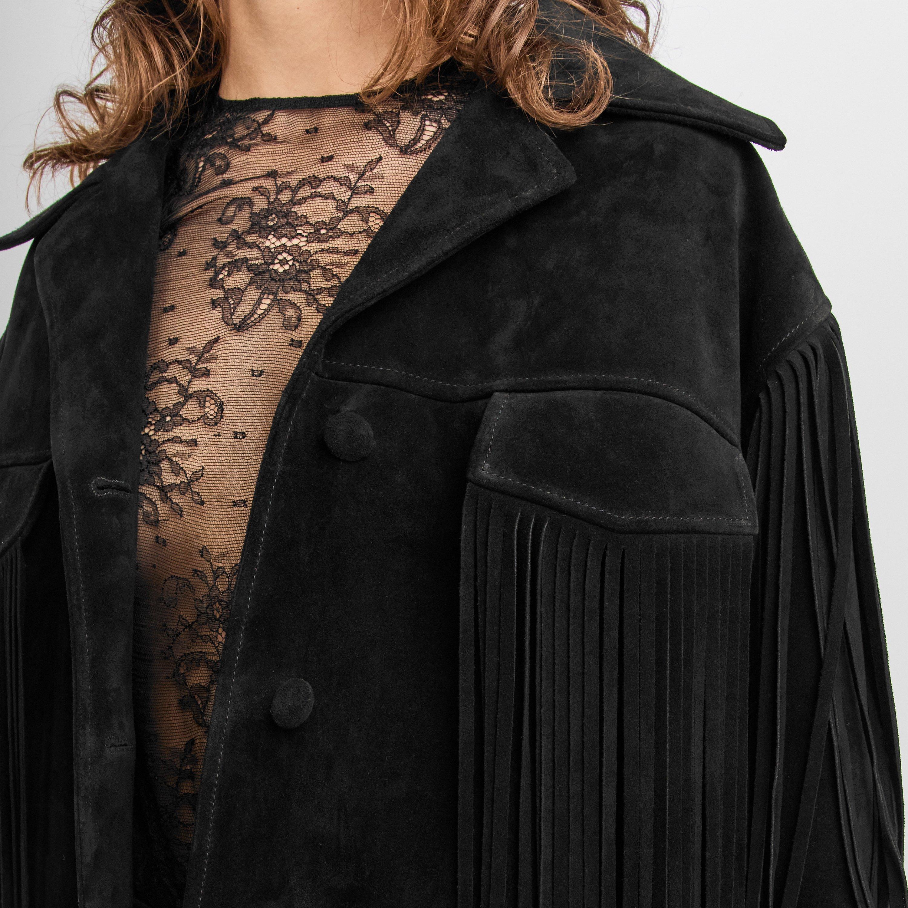 Nero - Dolce and Gabbana - Women's Suede Tailored Cut Leather Jacket - 5